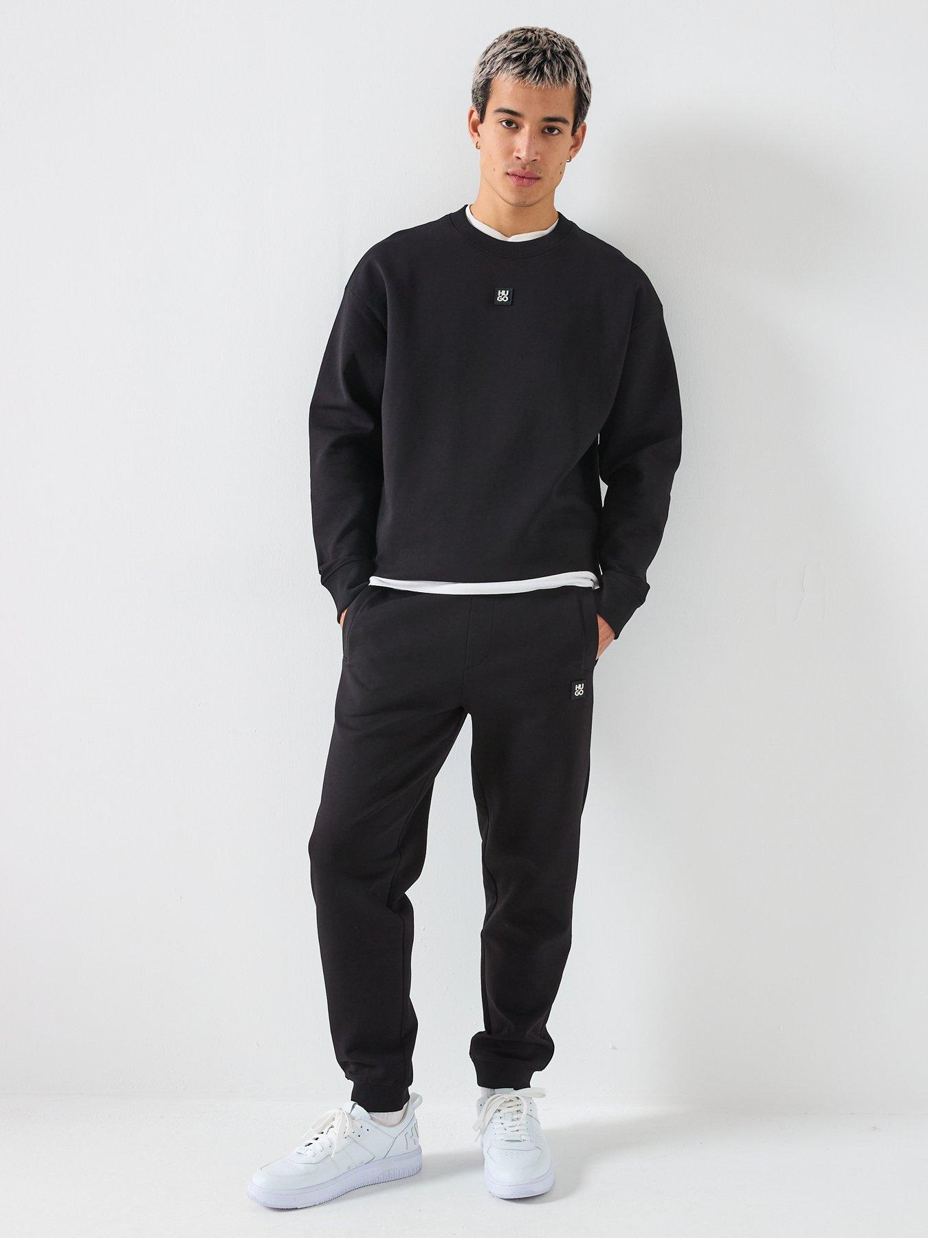 Image 3 of 6 of HUGO Dimacs Relaxed Fit Stacked Logo Sweat Joggers - Black