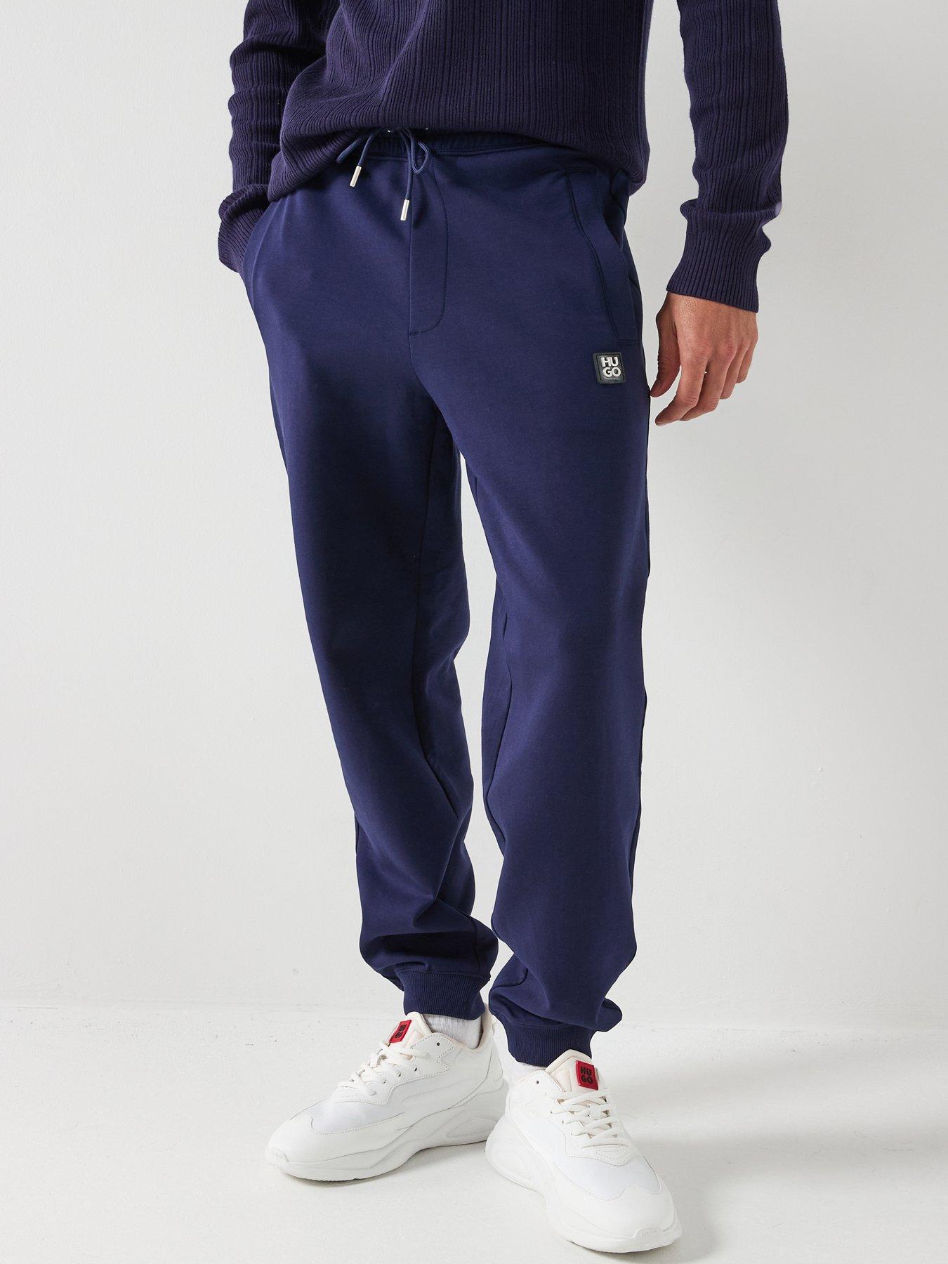 front image of hugo-dimacs-relaxed-fit-stacked-logo-sweat-joggers-navy