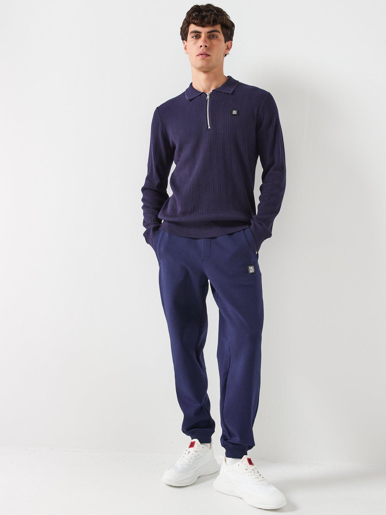  image of hugo-dimacs-relaxed-fit-stacked-logo-sweat-joggers-navy