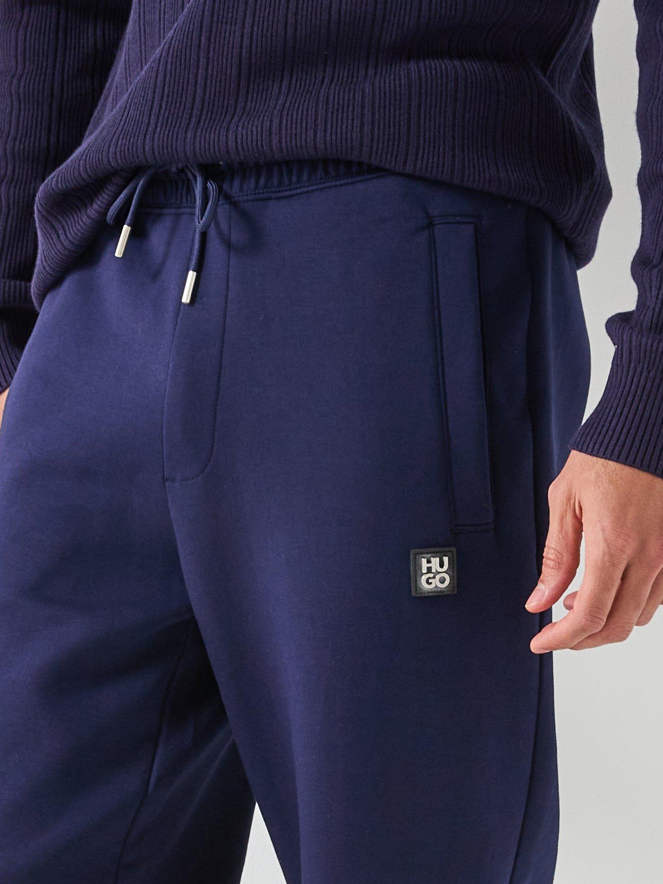  image of hugo-dimacs-relaxed-fit-stacked-logo-sweat-joggers-navy