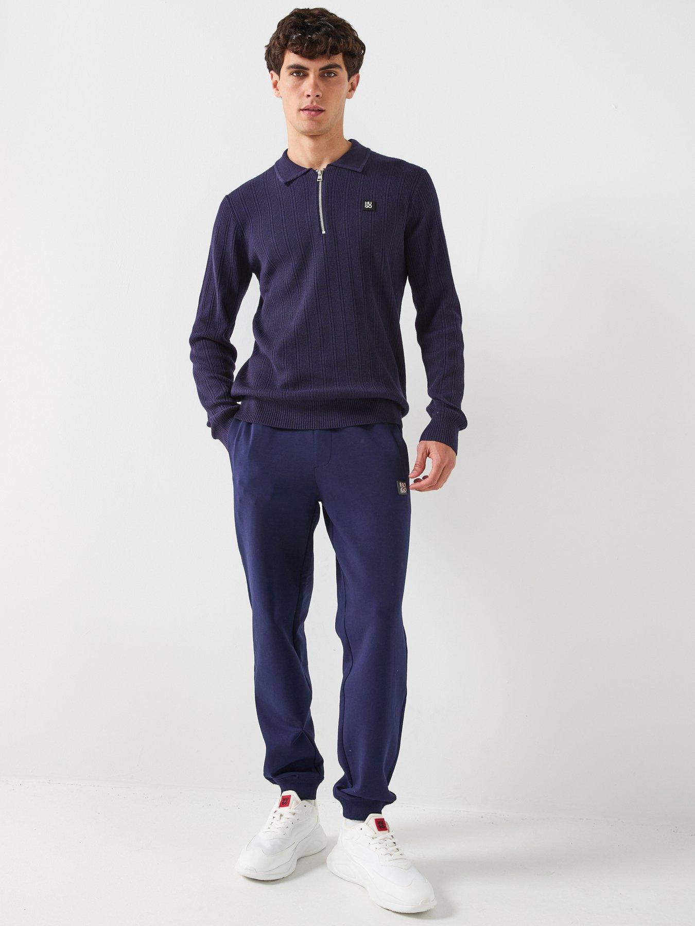  image of hugo-dimacs-relaxed-fit-stacked-logo-sweat-joggers-navy