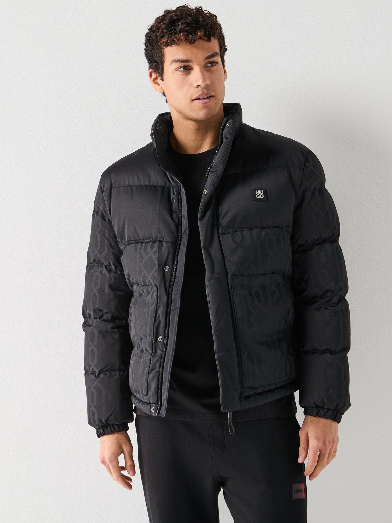 HUGO Hugo Balto2541 Regular Fit Monoprint Stacked Logo Padded Jacket - Black