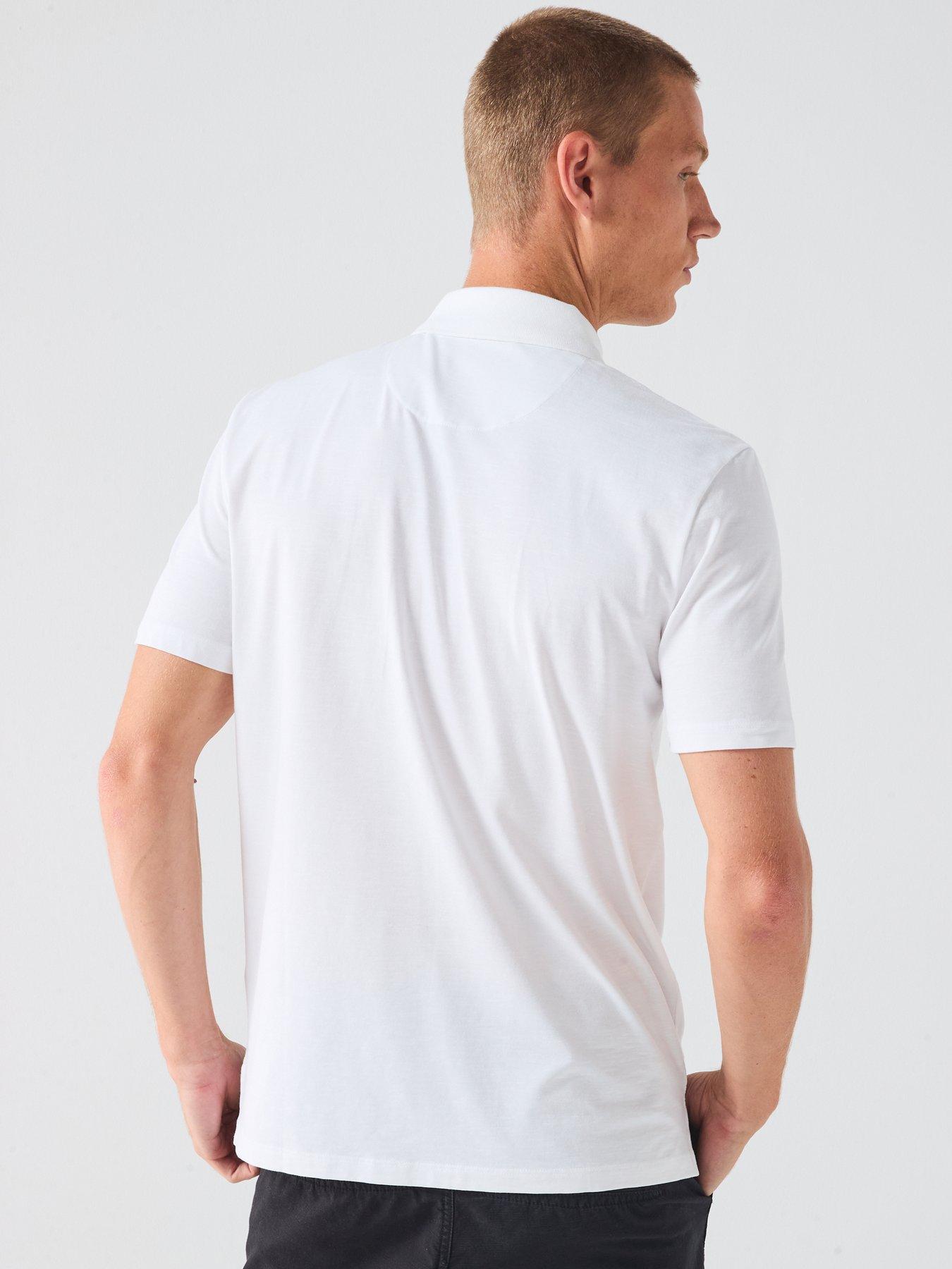 Image 2 of 6 of HUGO Dekok233 Marl Effect Polo Shirt - White