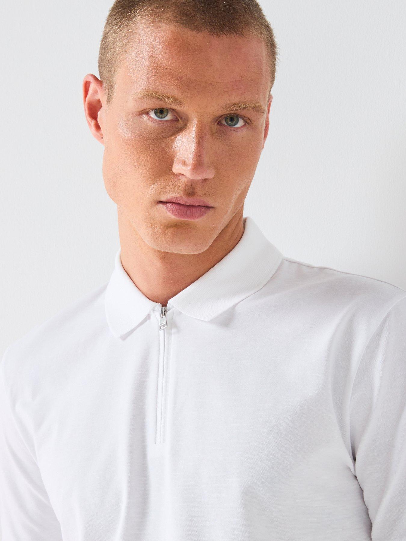 Image 4 of 6 of HUGO Dekok233 Marl Effect Polo Shirt - White