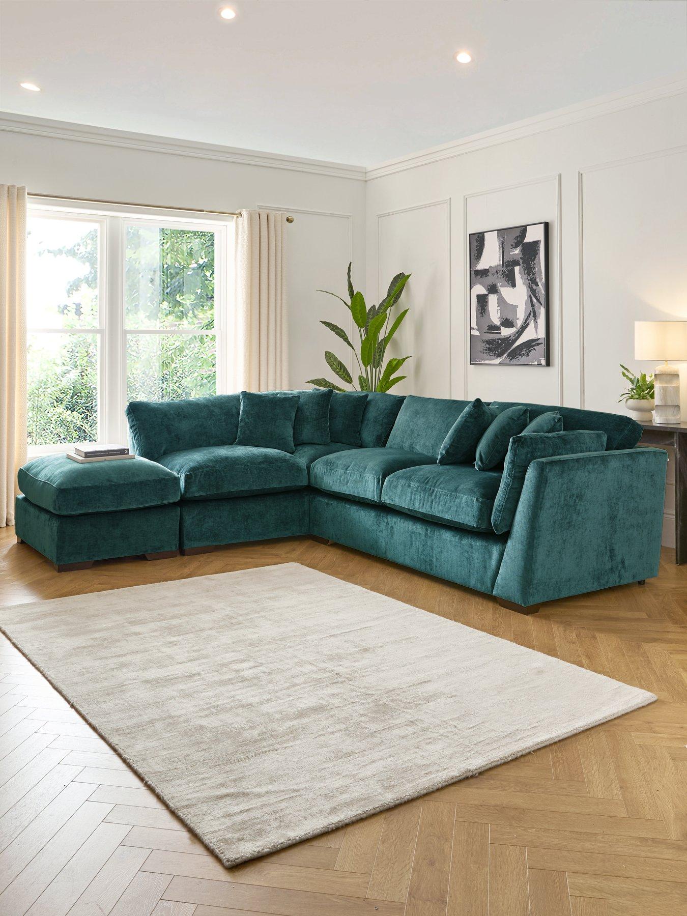 The Very Collection Lansa Left Hand Fabric Corner Chaise Sofa with Footstool - Made to Order in the UK - FSC® Certified