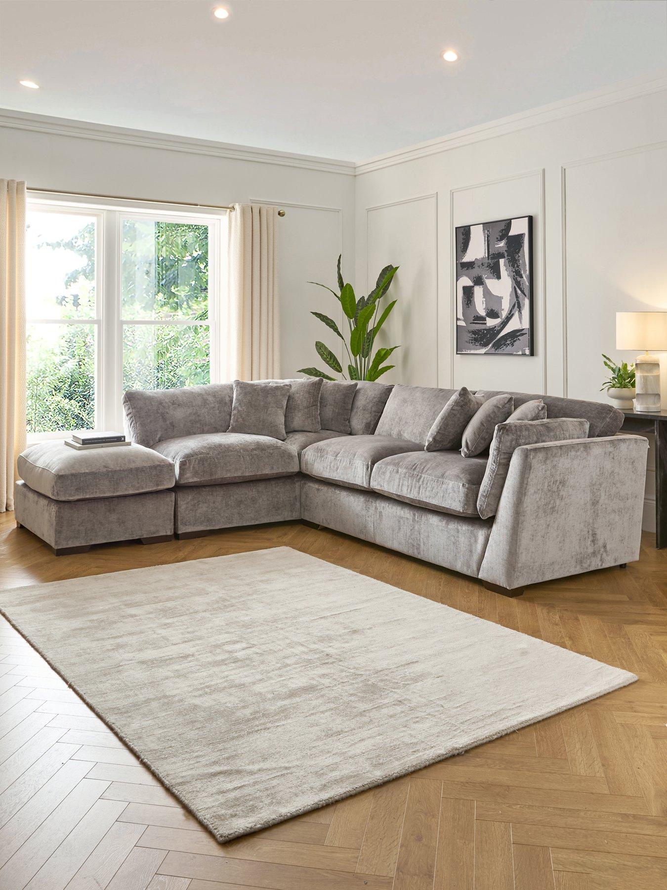 undefined Lansa Left Hand Fabric Corner Chaise Sofa with Footstool - Made to Order in the UK