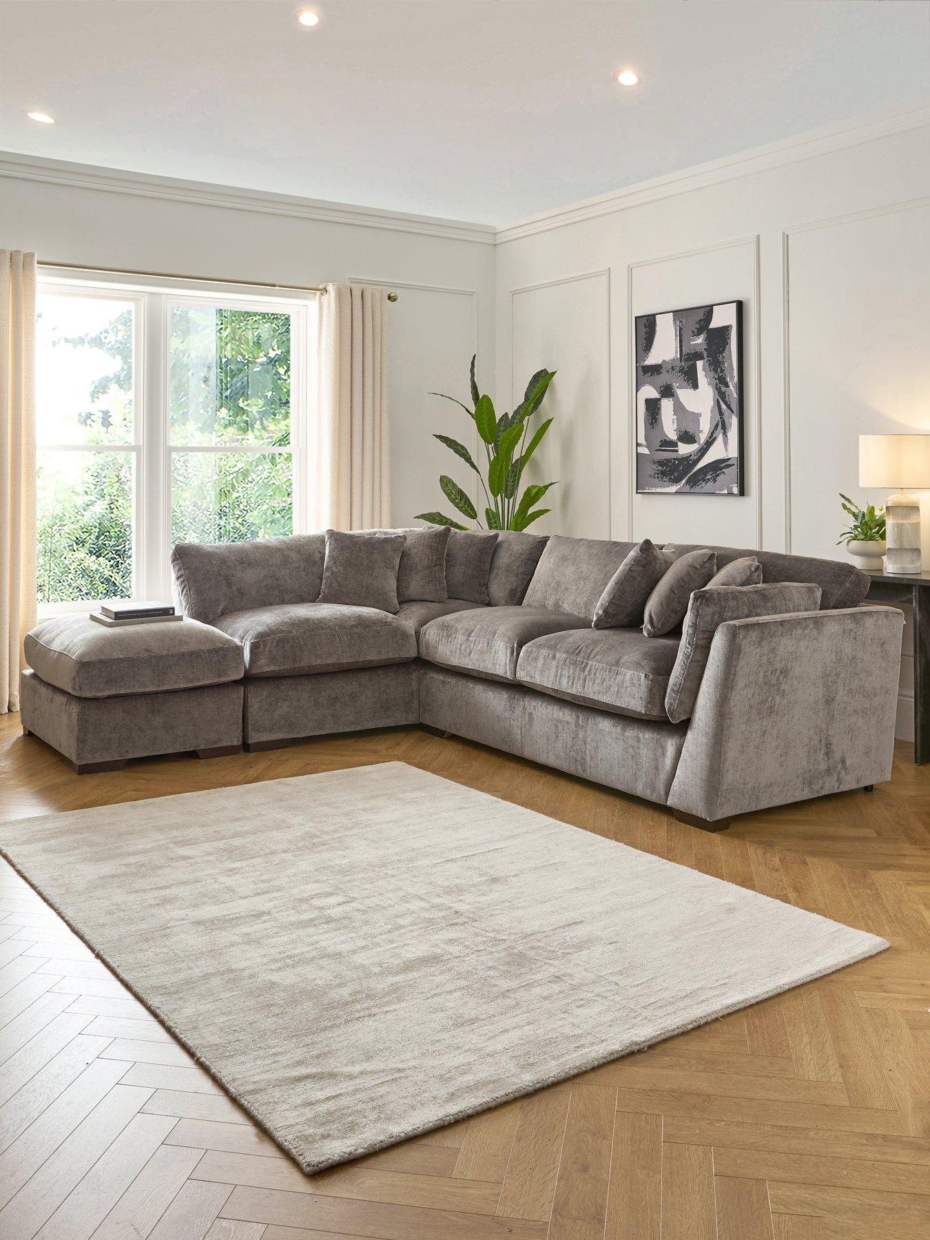 The Very Collection Lansa Left Hand Fabric Corner Chaise Sofa with Footstool - Made to Order in the UK - FSC® Certified