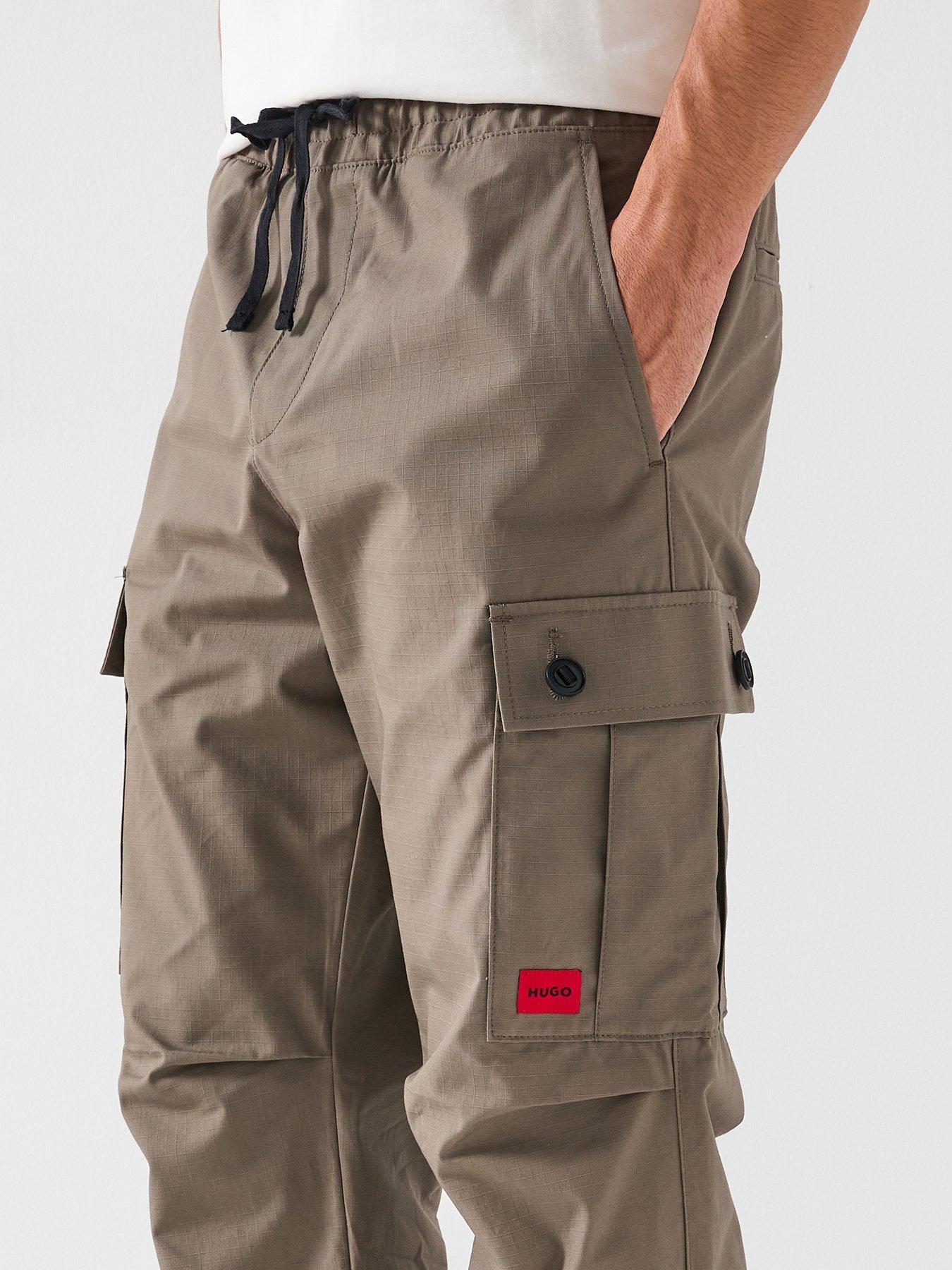 Image 4 of 6 of HUGO Garlo233 Regular Fit Drawstring Cargo Pants - Grey
