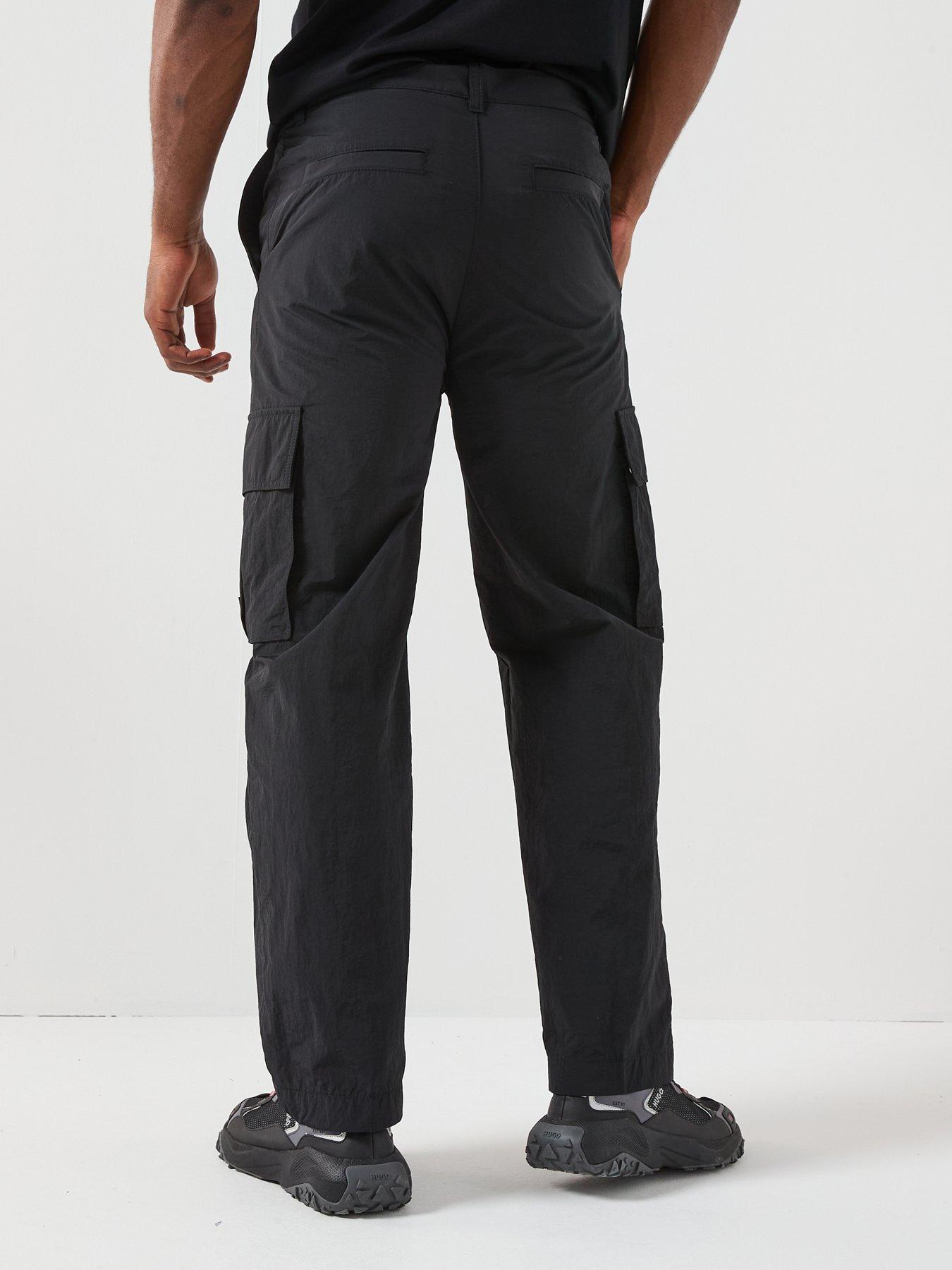 stillFront image of hugo-greco253-straight-fit-stacked-logo-trousers-black