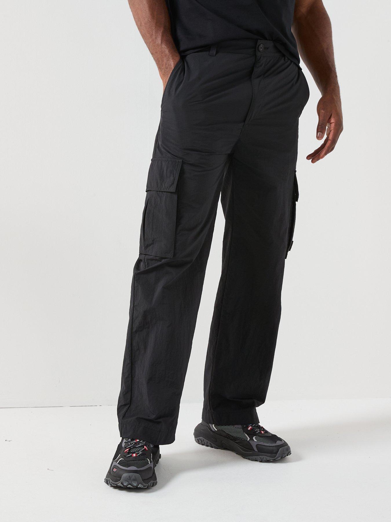  image of hugo-greco253-straight-fit-stacked-logo-trousers-black