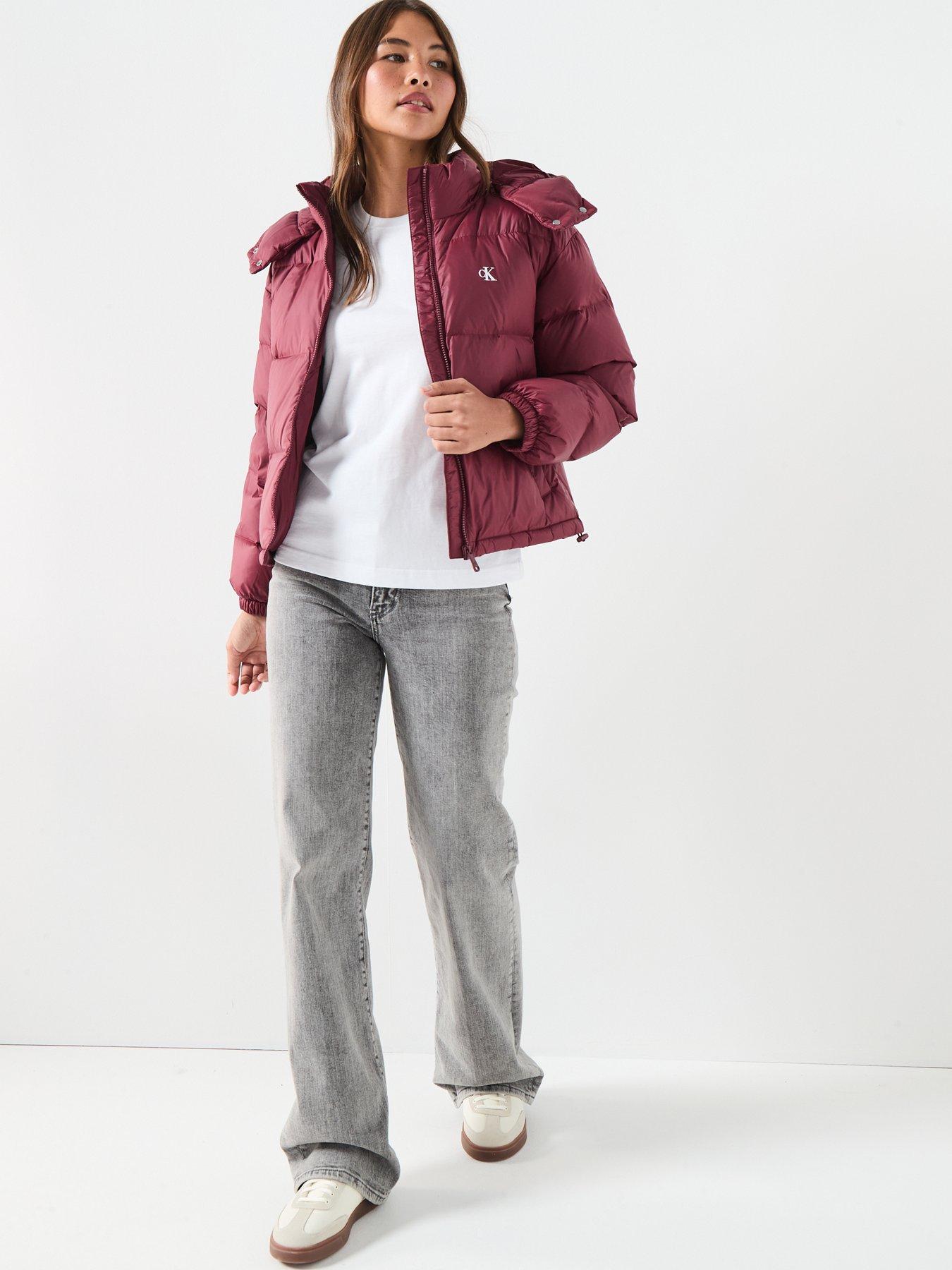  image of calvin-klein-jeans-essential-midweight-puffer-coat-red