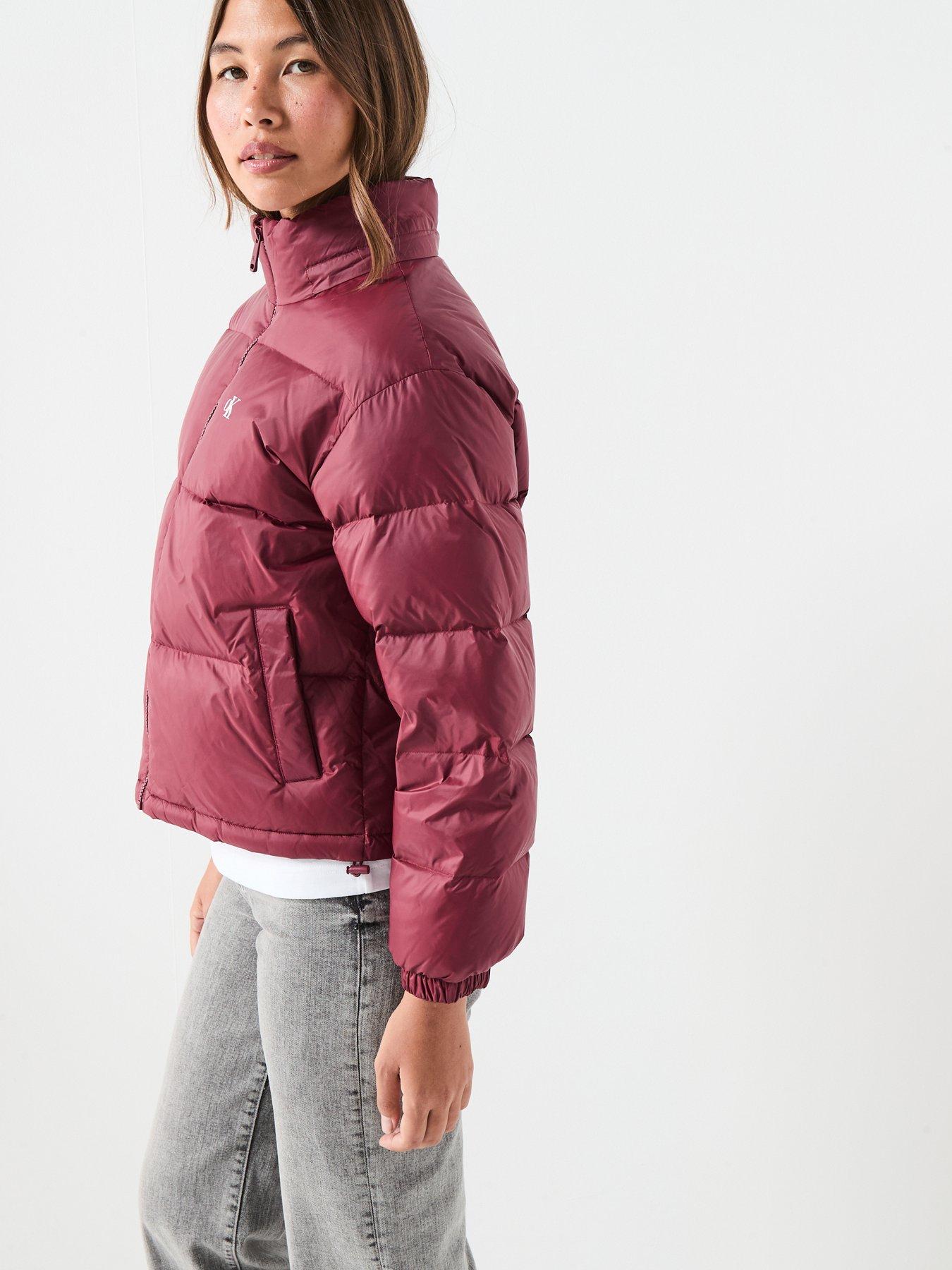  image of calvin-klein-jeans-essential-midweight-puffer-coat-red