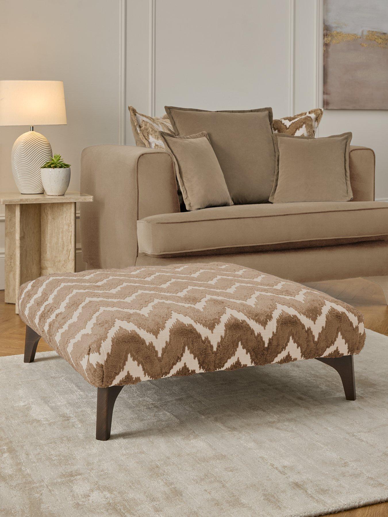 undefined Mayfair Patterned Fabric Footstool - Made to Order in the UK