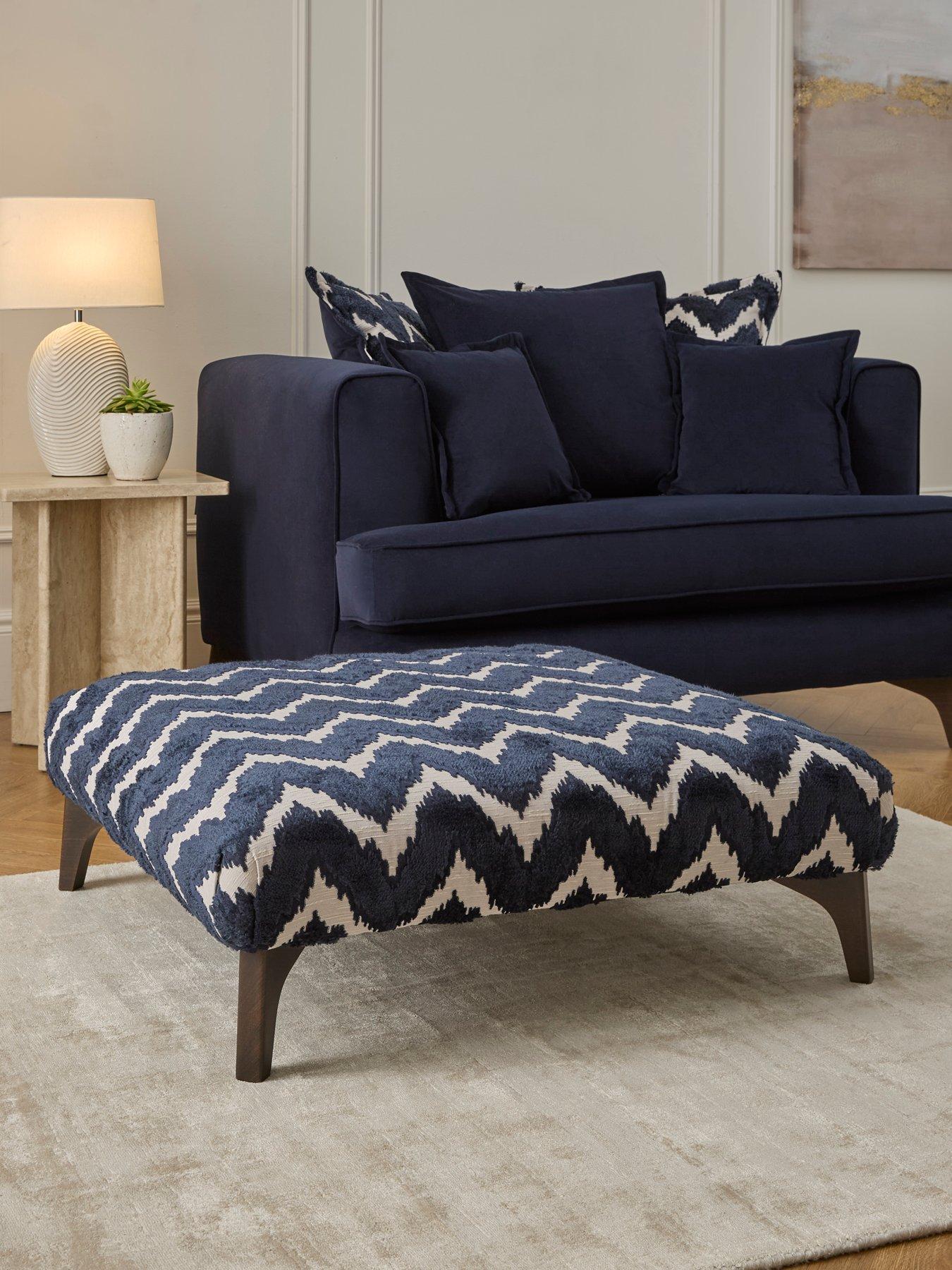 Image 1 of 6 of The Very Collection Mayfair Patterned Fabric Footstool&nbsp;- Made to Order in the UK - FSC&reg; Certified