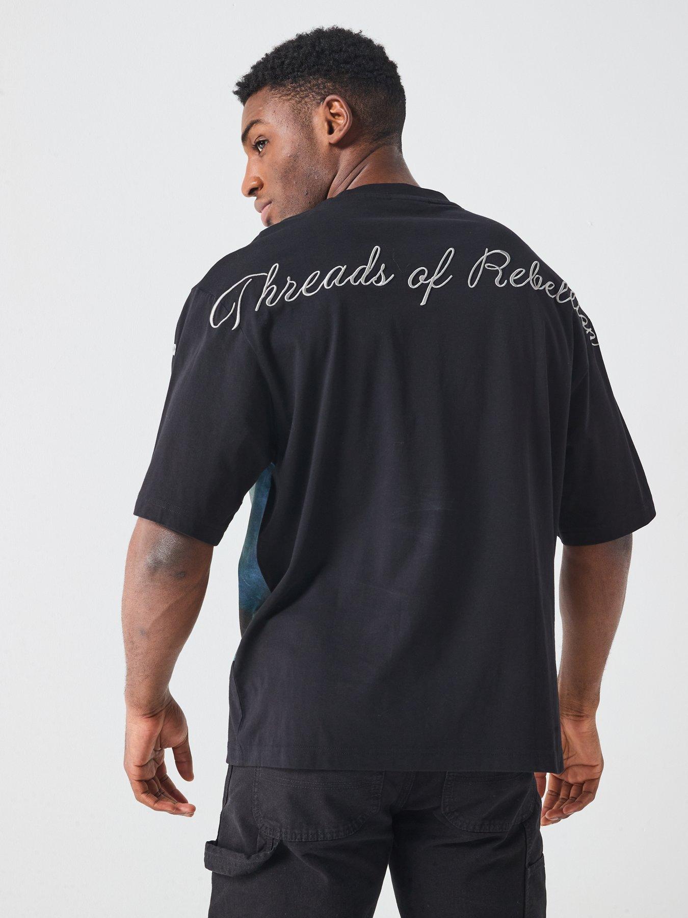 Image 2 of 6 of HUGO Dabilo Oversized Fit Painting Print T-Shirt - Black