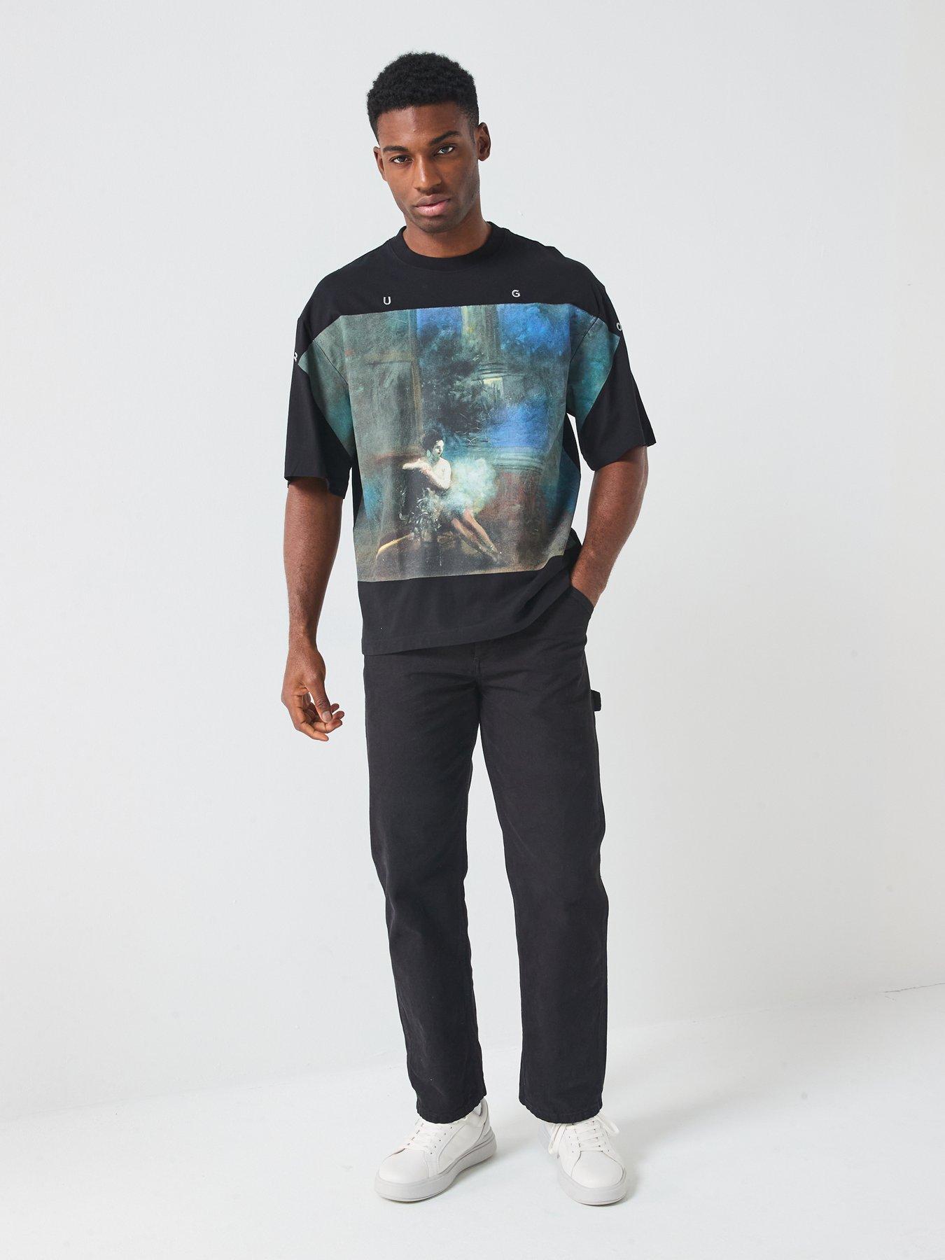 Image 3 of 6 of HUGO Dabilo Oversized Fit Painting Print T-Shirt - Black