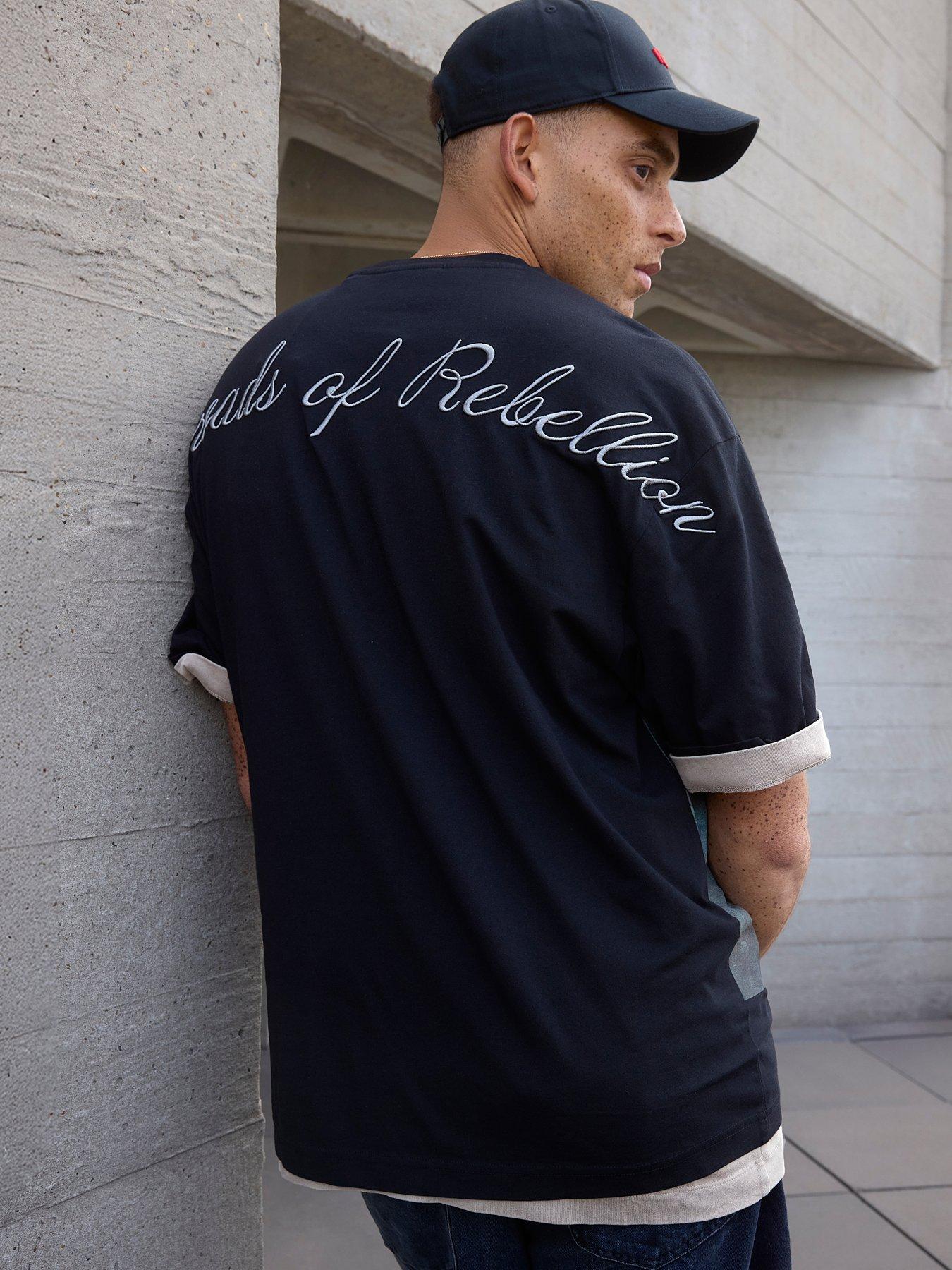 Image 6 of 6 of HUGO Dabilo Oversized Fit Painting Print T-Shirt - Black