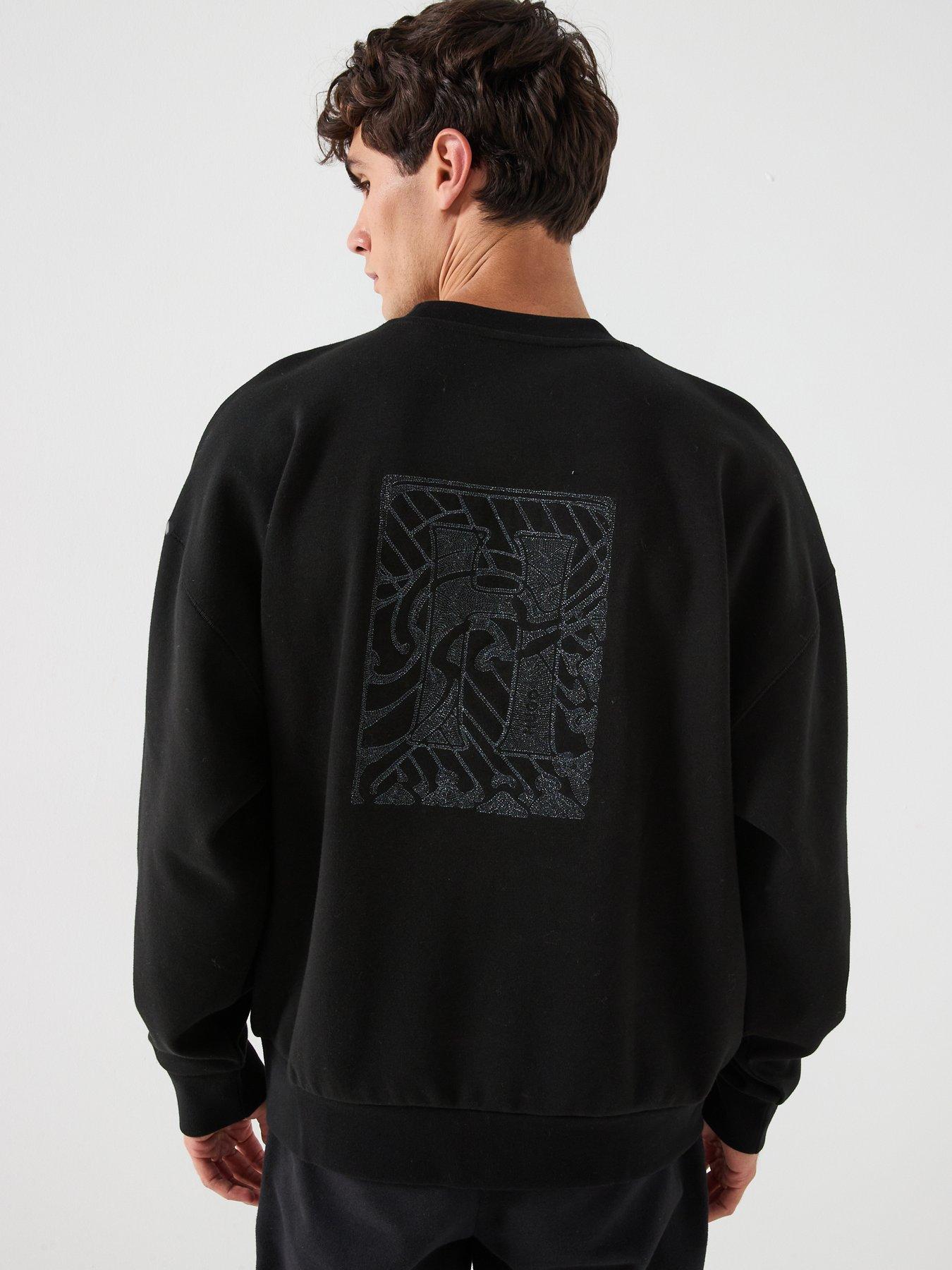  image of hugo-dadsino-oversized-fit-back-embroidery-crew-sweat-black