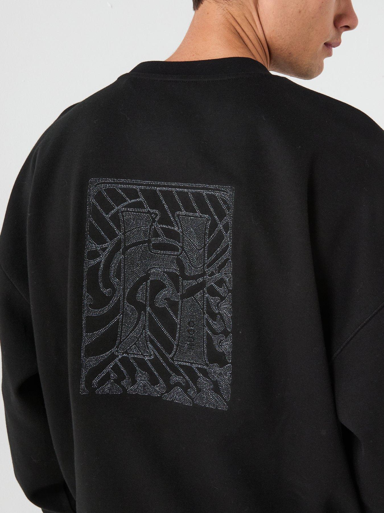  image of hugo-dadsino-oversized-fit-back-embroidery-crew-sweat-black