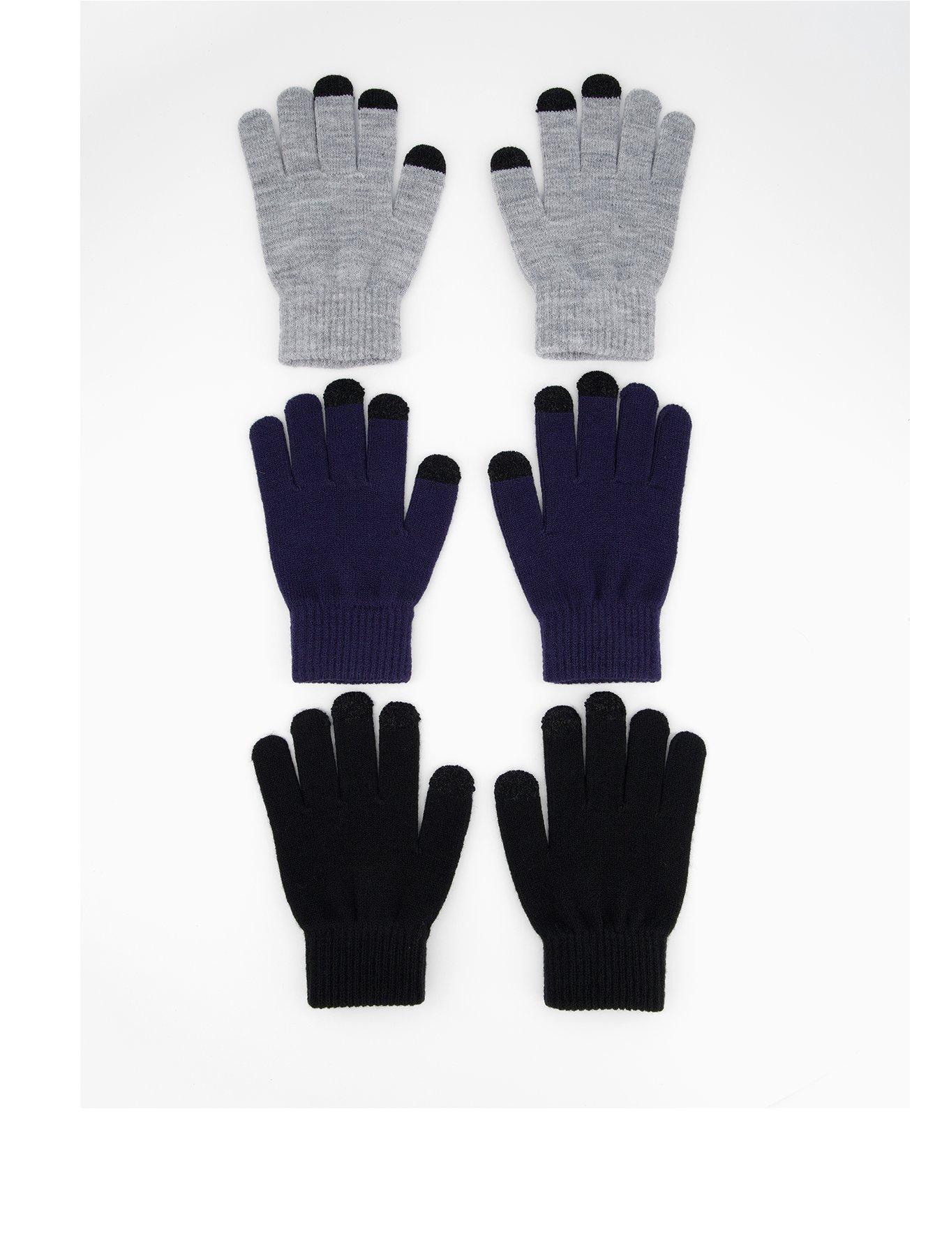 The Very Collection 3 Pack Kids Magic Gloves - Navy/Grey/Black