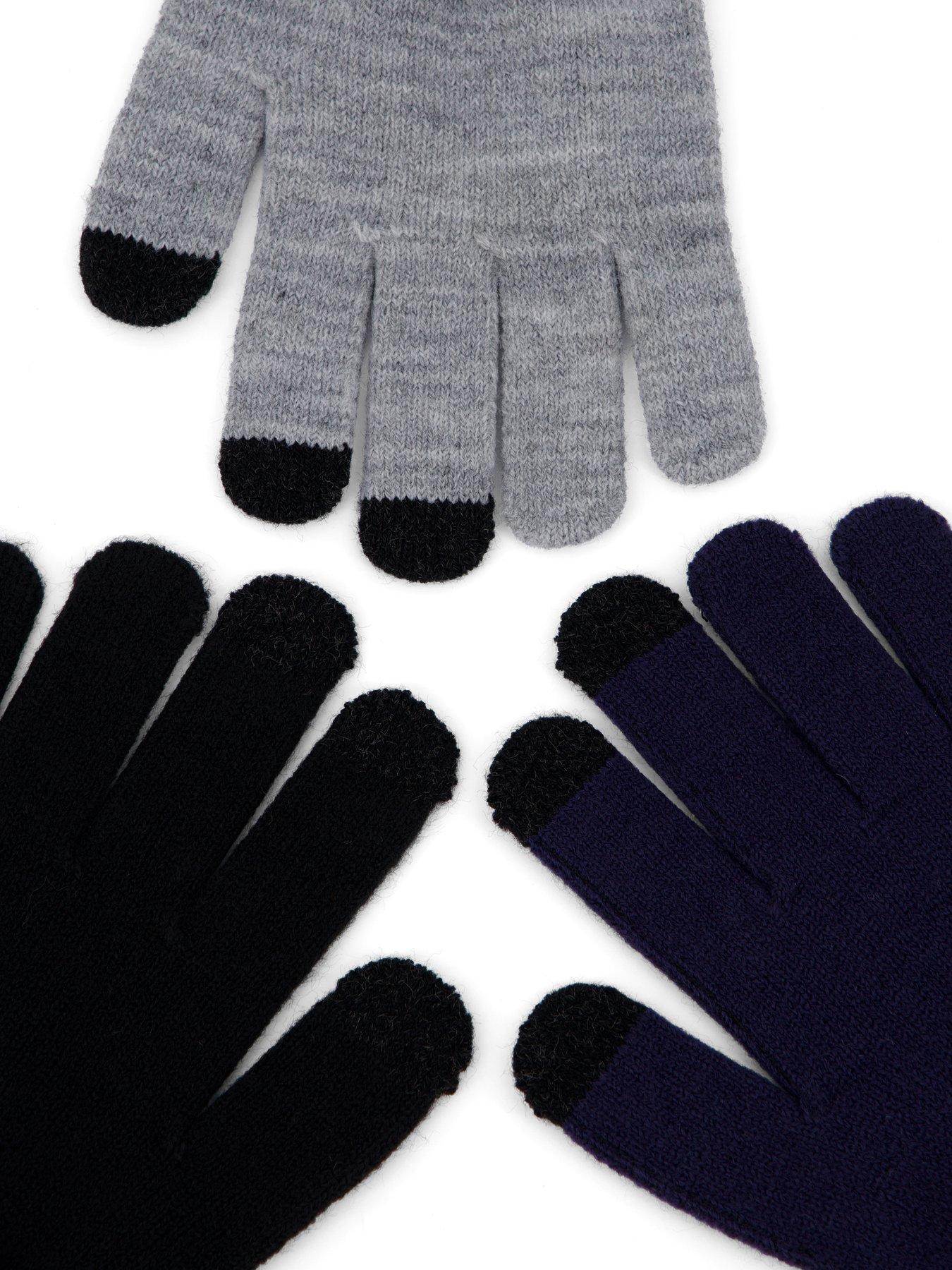 Image 2 of 2 of The Very Collection 3 Pack Kids Magic Gloves - Navy/Grey/Black