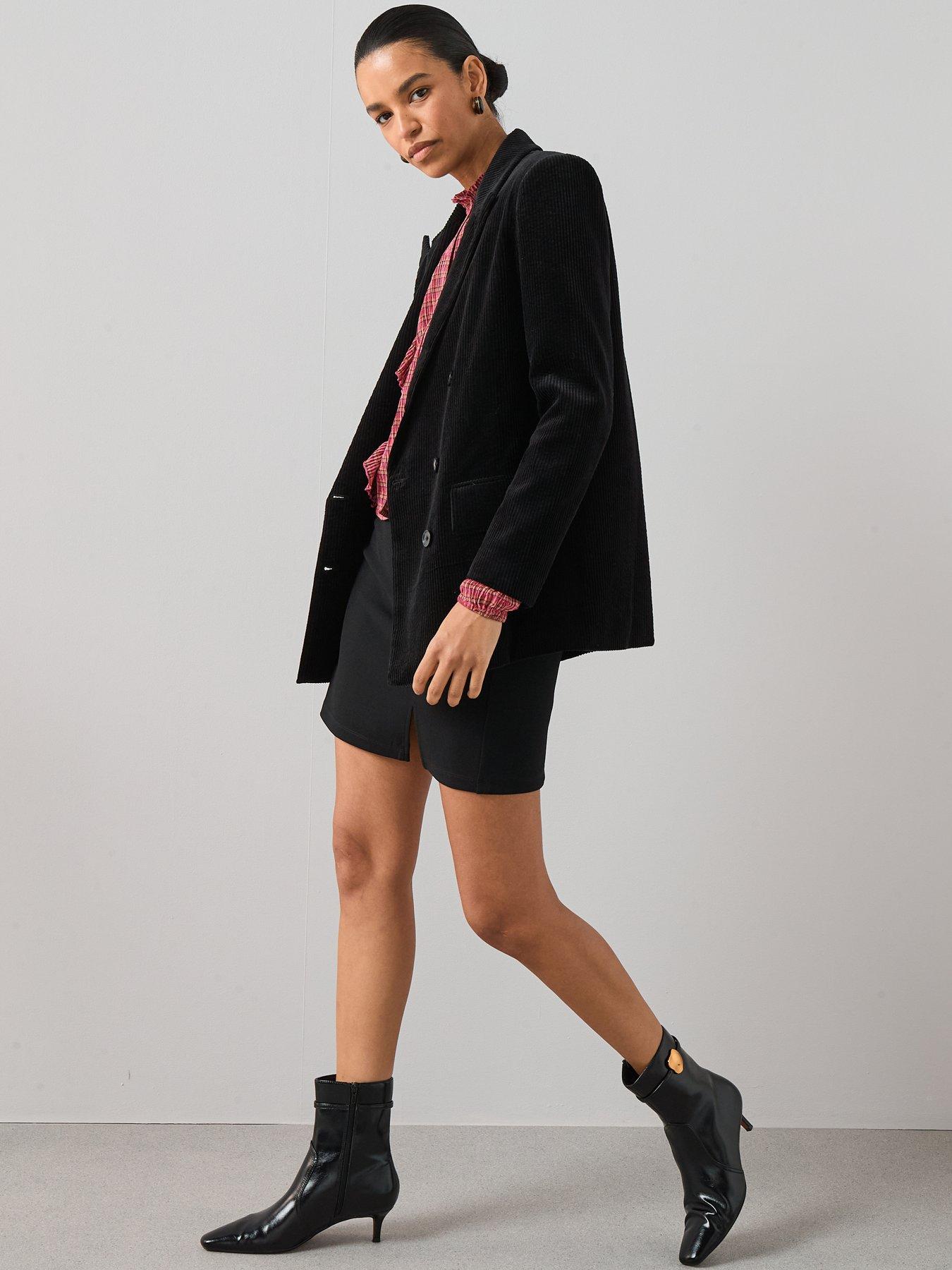 Image 6 of 7 of The Very Collection Cord Double Breasted Blazer - Black