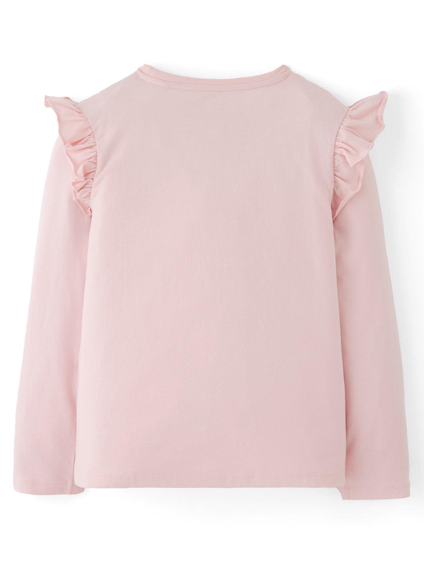  image of the-very-collection-girls-long-sleeve-christmas-santa-t-shirt-pink