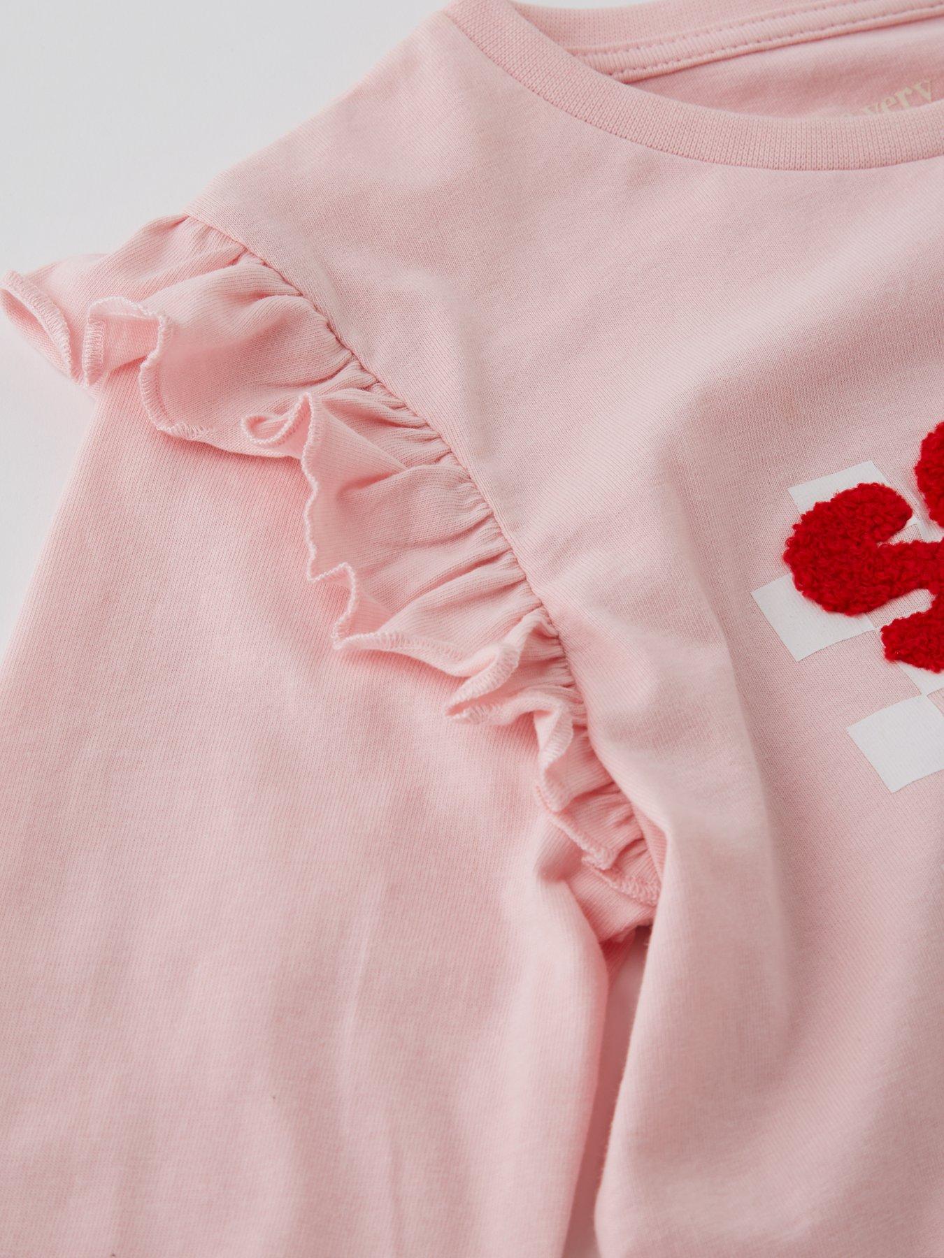  image of the-very-collection-girls-long-sleeve-christmas-santa-t-shirt-pink