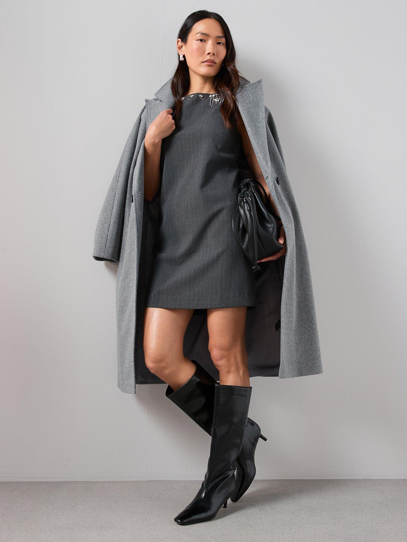  image of the-very-collection-pin-stripe-embellished-shift-dress-blue