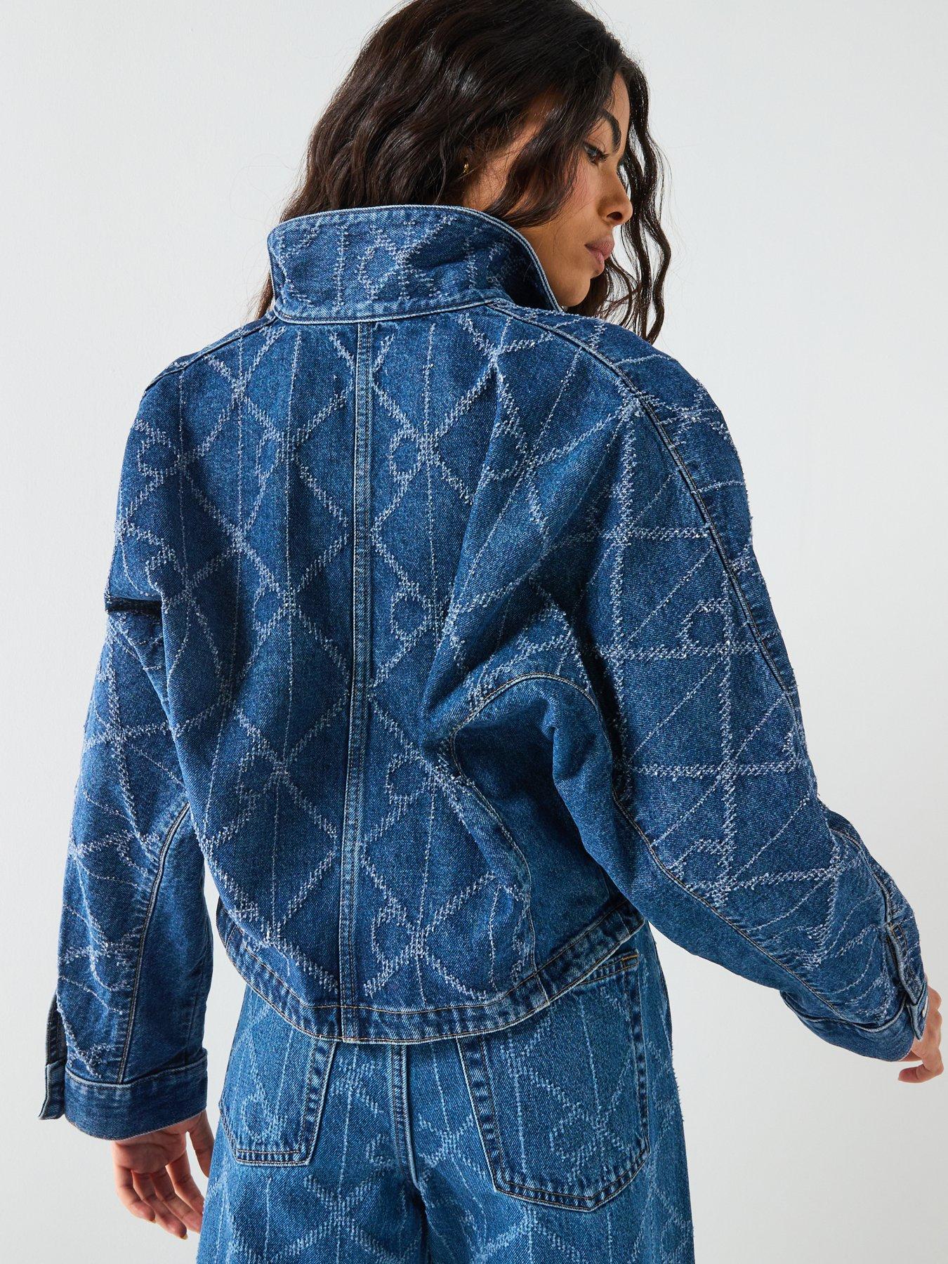 stillFront image of calvin-klein-jeans-trucker-ck-print-denim-jacket-blue