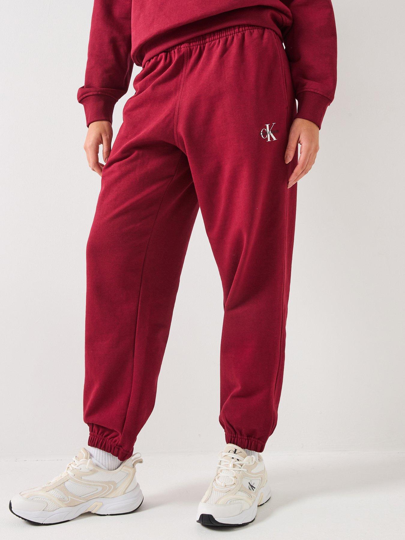 image of calvin-klein-jeans-monologo-cuffed-joggers-red