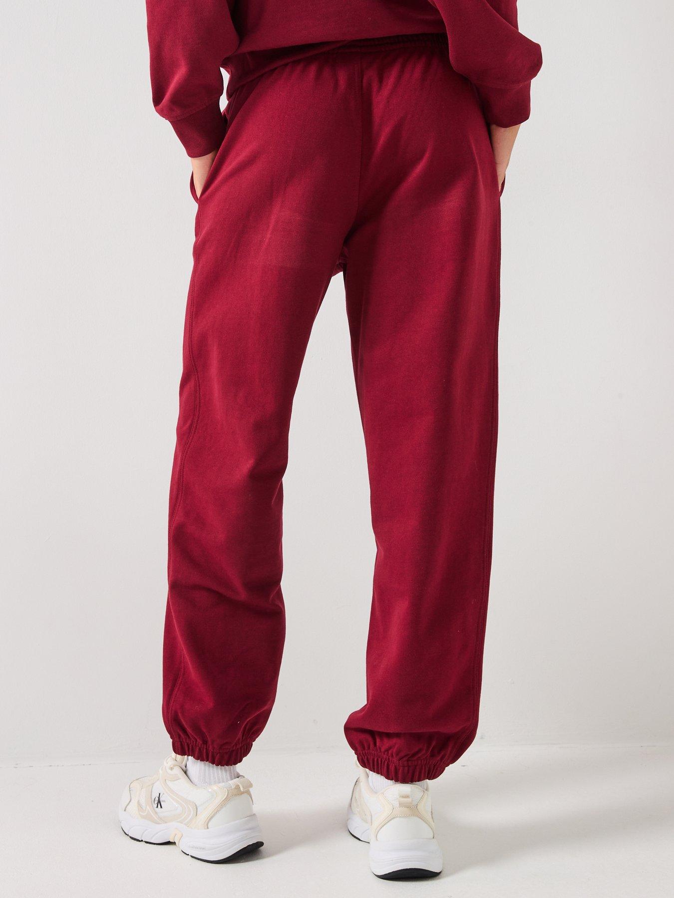  image of calvin-klein-jeans-monologo-cuffed-joggers-red