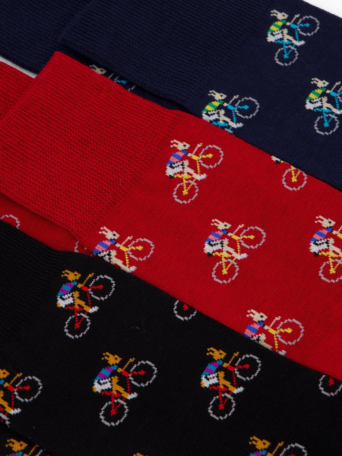  image of ps-paul-smith-3-pack-novelty-bike-crew-socks-multi