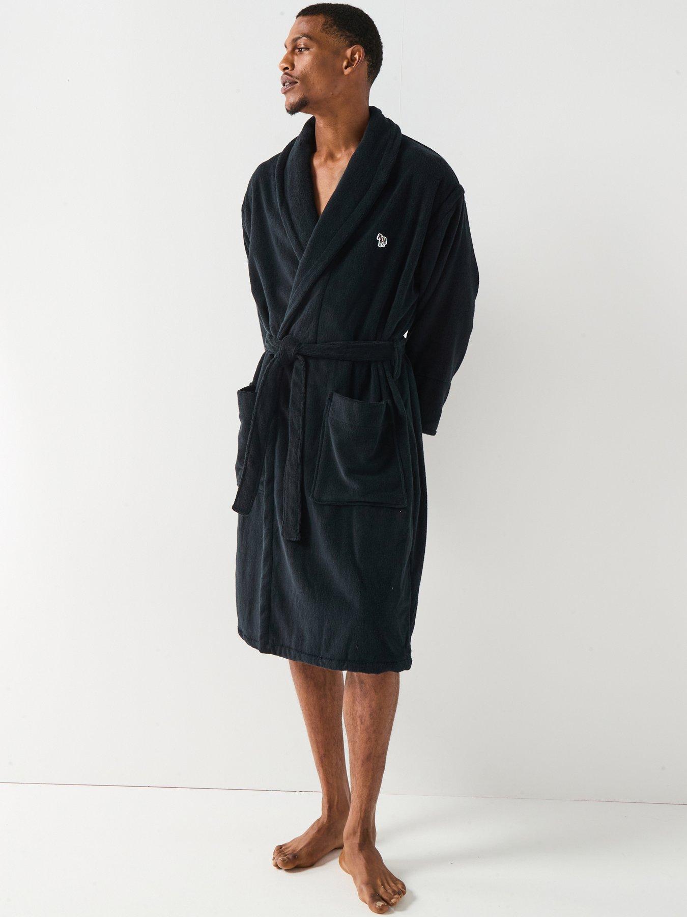 undefined Zebra Dressing Gown Robe - Black