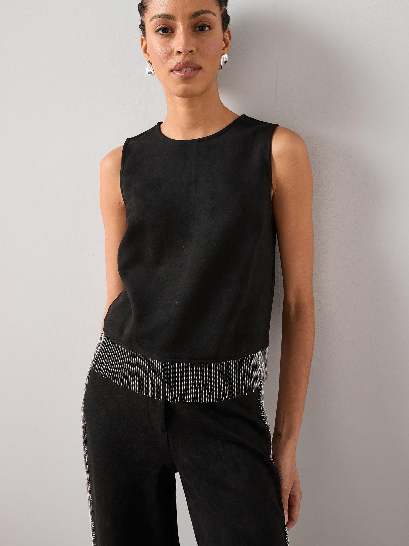 The Very Collection Suede Fringe Co-ord Top