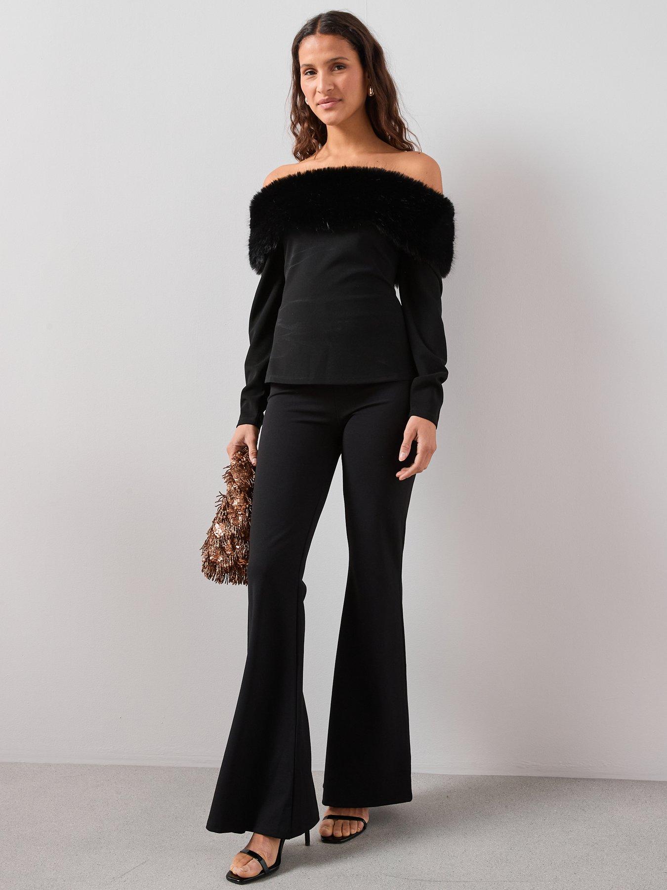  image of the-very-collection-faux-fur-bandeau-top-black