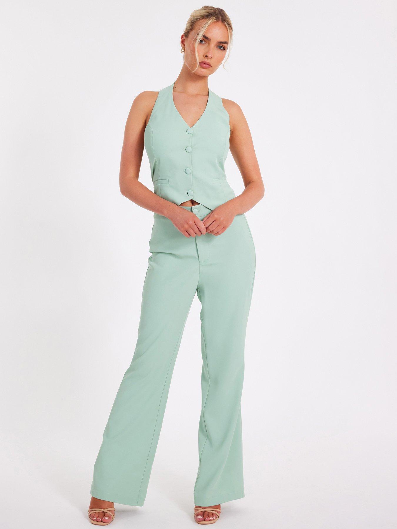 undefined Mint Woven Flared Trousers