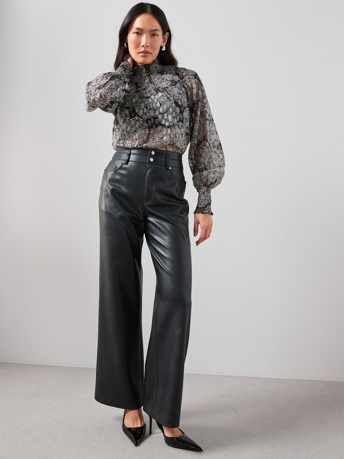  image of the-very-collection-lurex-printed-shirred-blouse-black