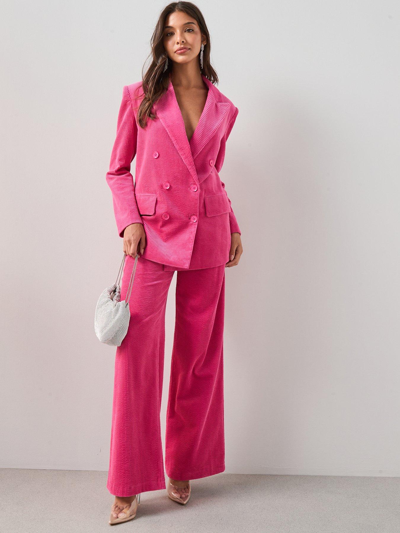 Image 1 of 5 of The Very Collection Cord Double Breasted Blazer - Pink