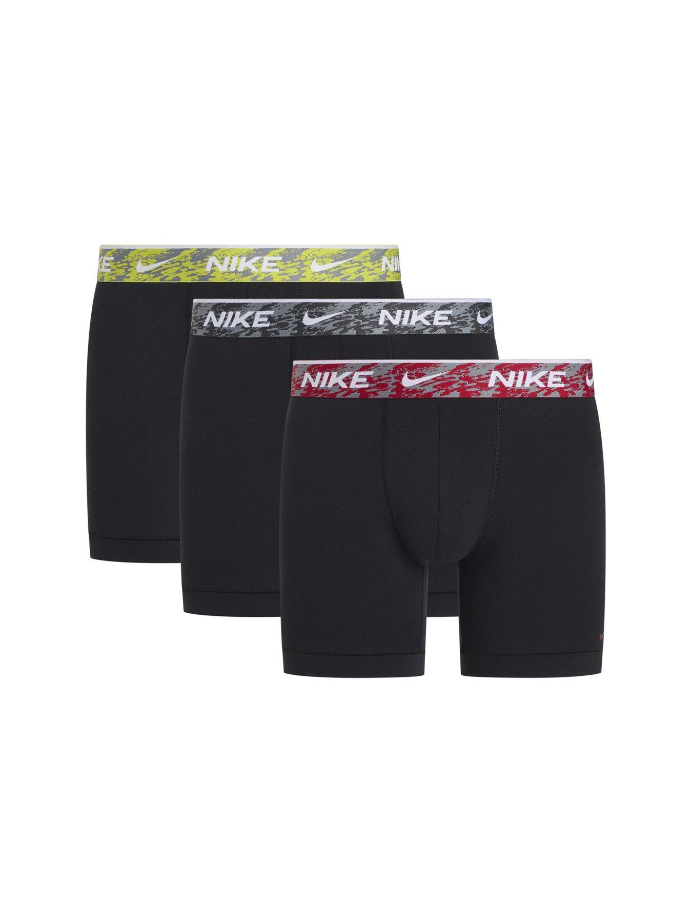 Nike Everyday Cotton Stretch 3 Pack Boxer Briefs - Black