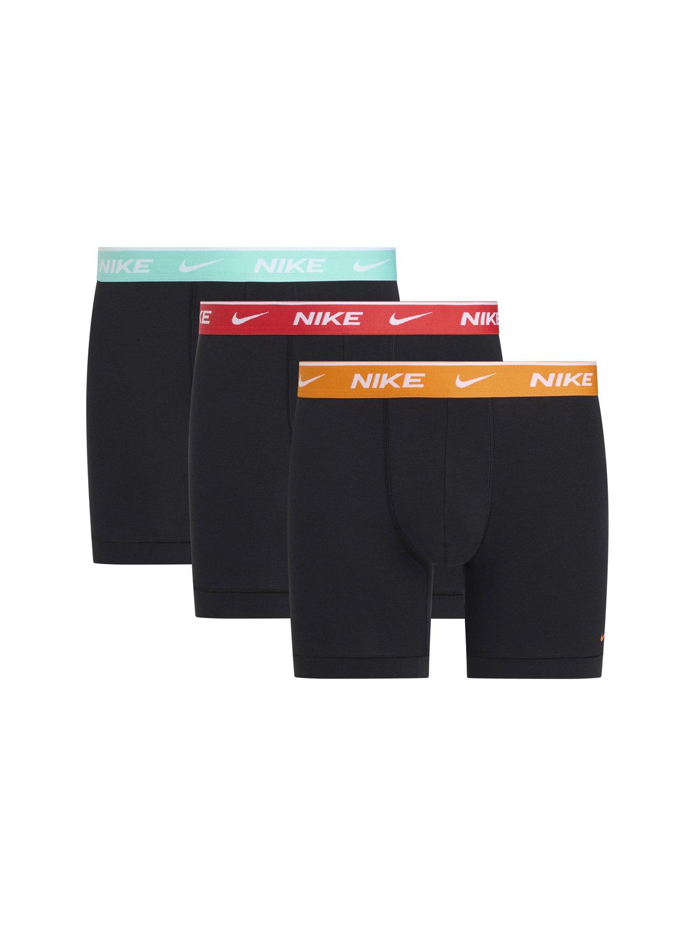 Nike Everyday Cotton Stretch 3 Pack Boxer Briefs - Black