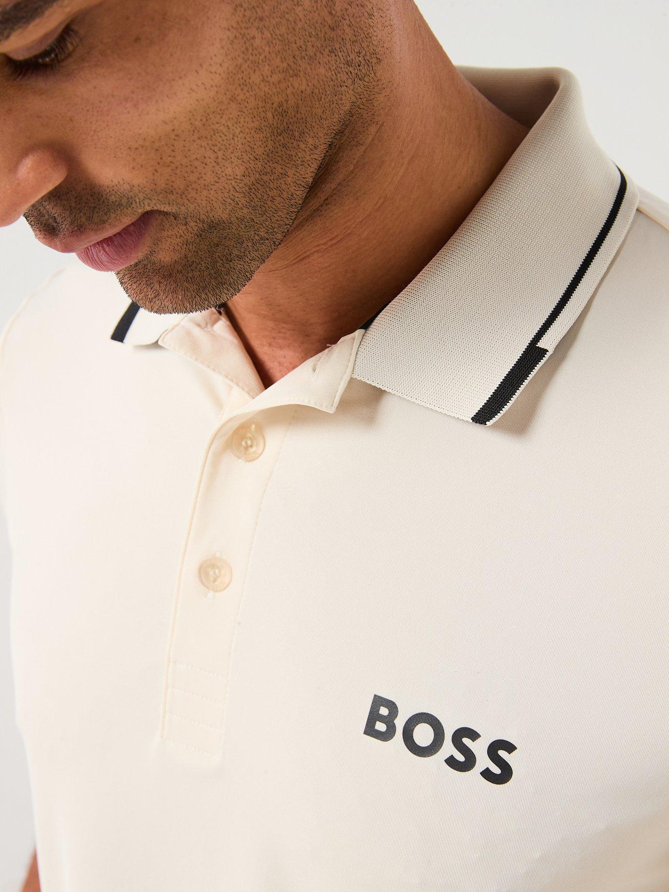Image 4 of 6 of BOSS Mens Golf Paul Pro Polo Shirt - White