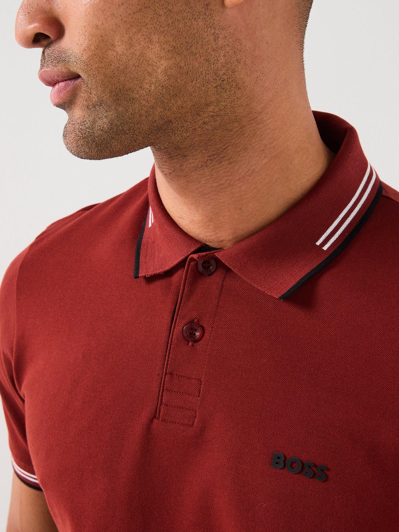 Image 4 of 5 of BOSS Mens Golf Paul Polo Shirt - Dark Pink