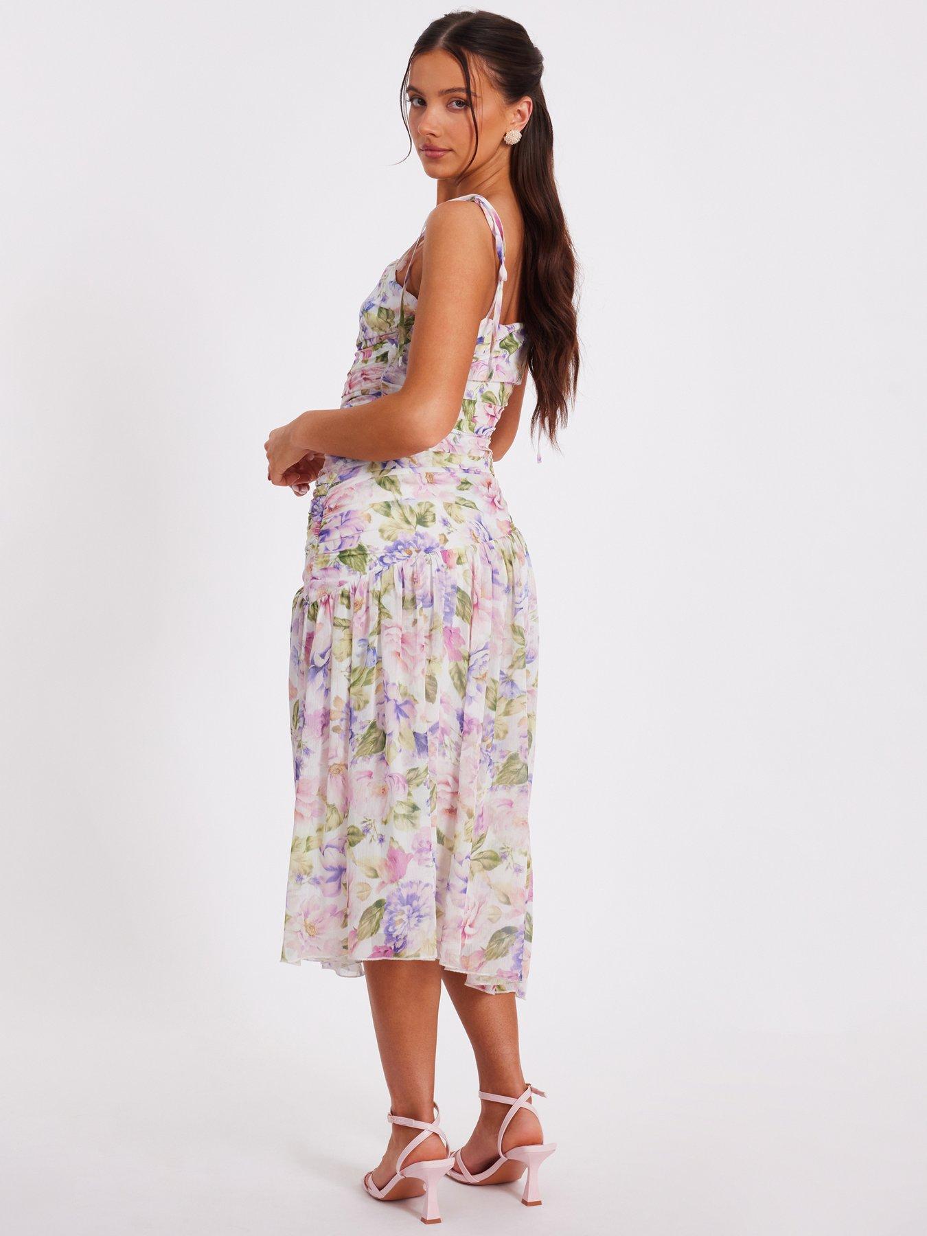 Image 2 of 6 of Quiz Petite Multi Chiffon Ruched Midaxi Dress