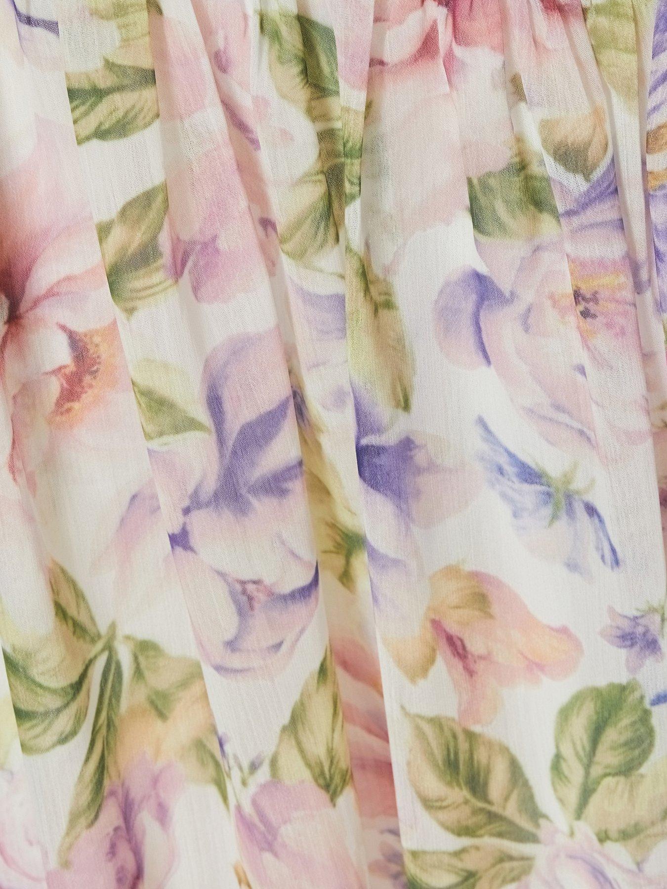 Image 6 of 6 of Quiz Petite Multi Chiffon Ruched Midaxi Dress