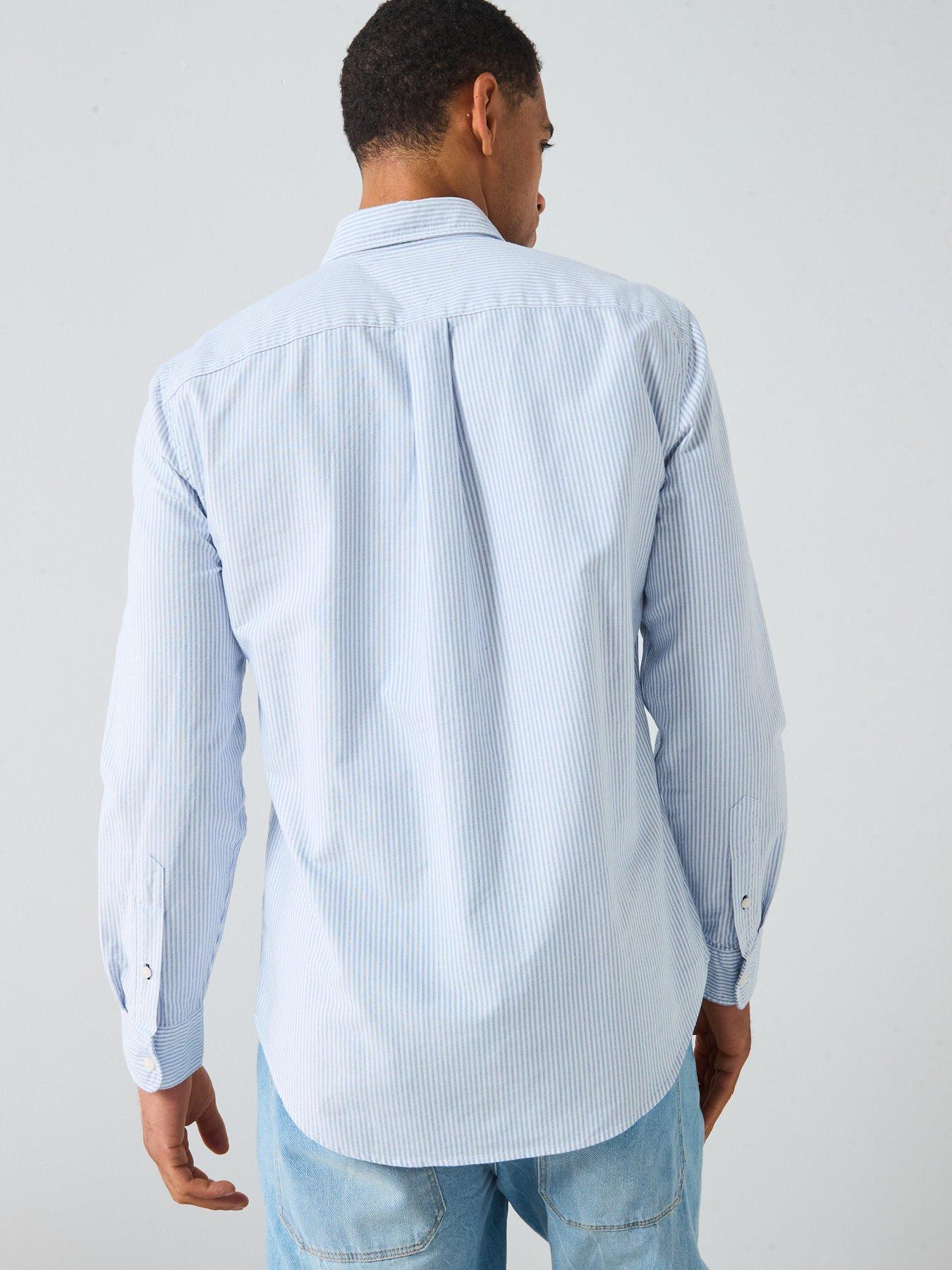 Image 2 of 6 of Tommy Hilfiger Long Sleeve Regular Fit Stripe Oxford Shirt - Light Blue