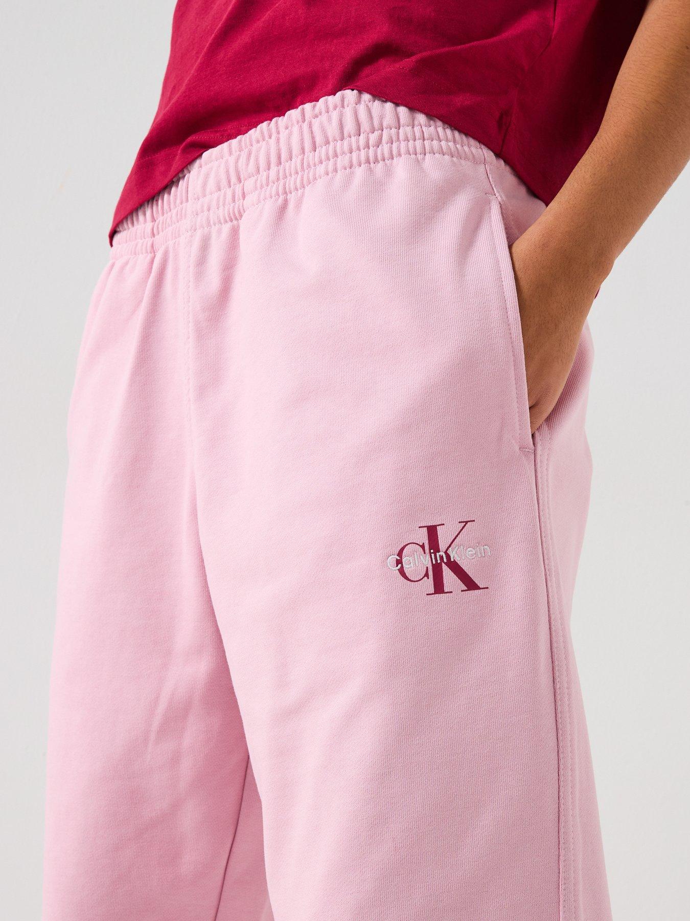 image of calvin-klein-jeans-monologo-cuffed-joggers-pink
