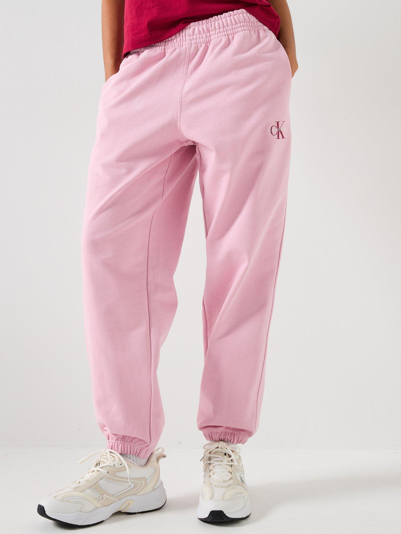  image of calvin-klein-jeans-monologo-cuffed-joggers-pink