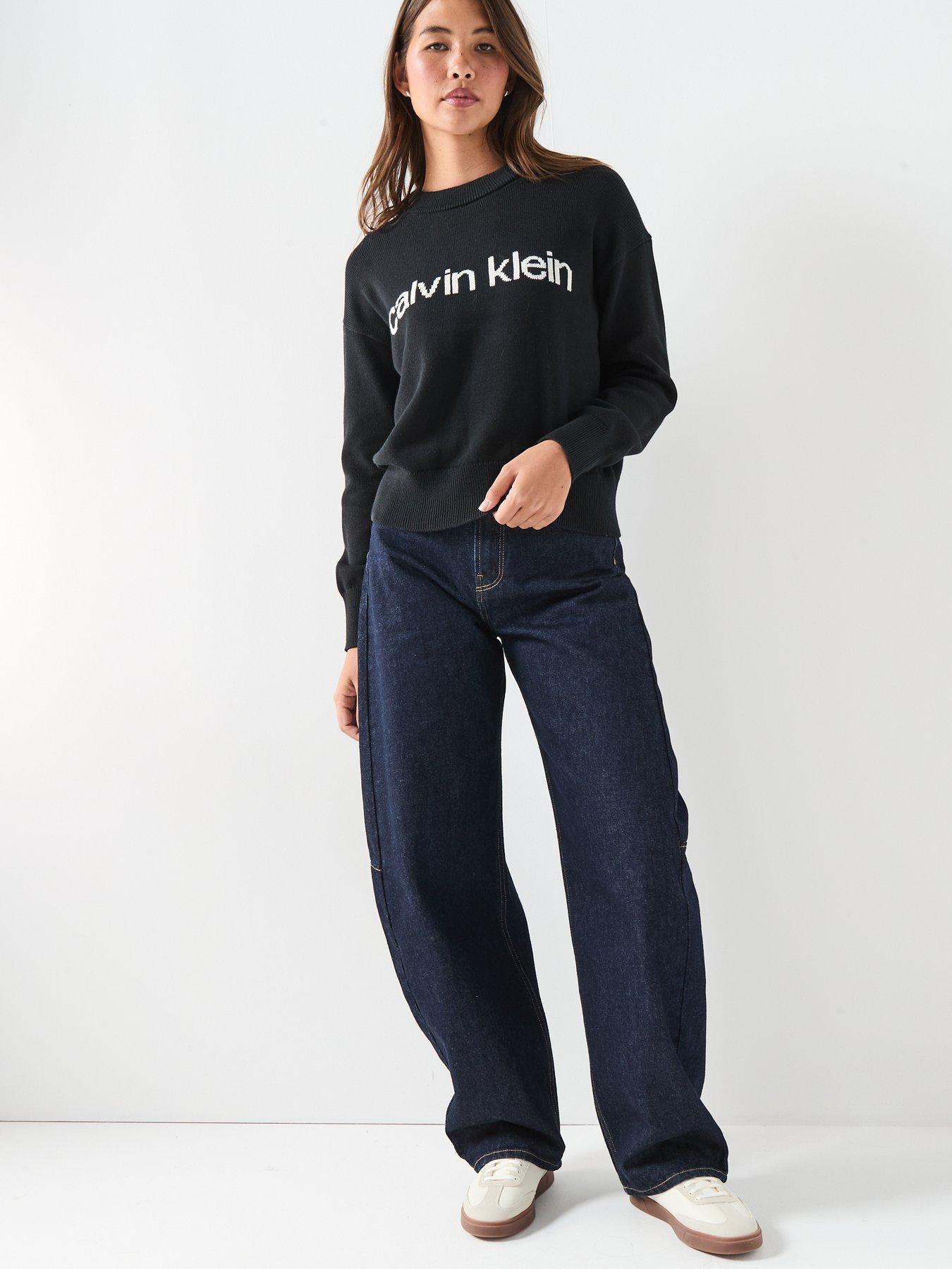  image of calvin-klein-jeans-graphic-pullover-sweater-black