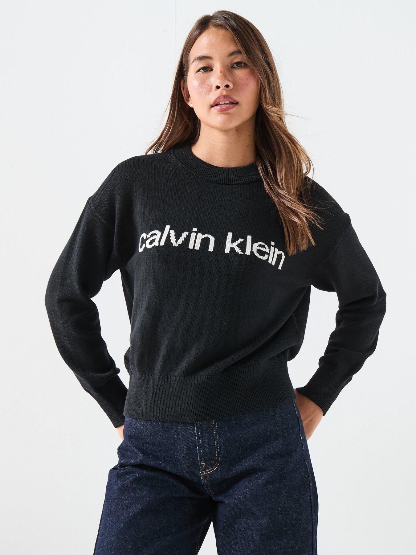  image of calvin-klein-jeans-graphic-pullover-sweater-black